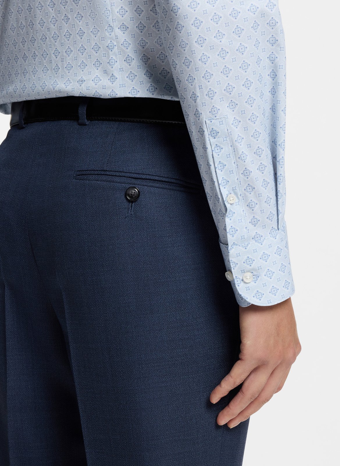 Chemise droite imprimée en coton mélangé BOSS Bleu