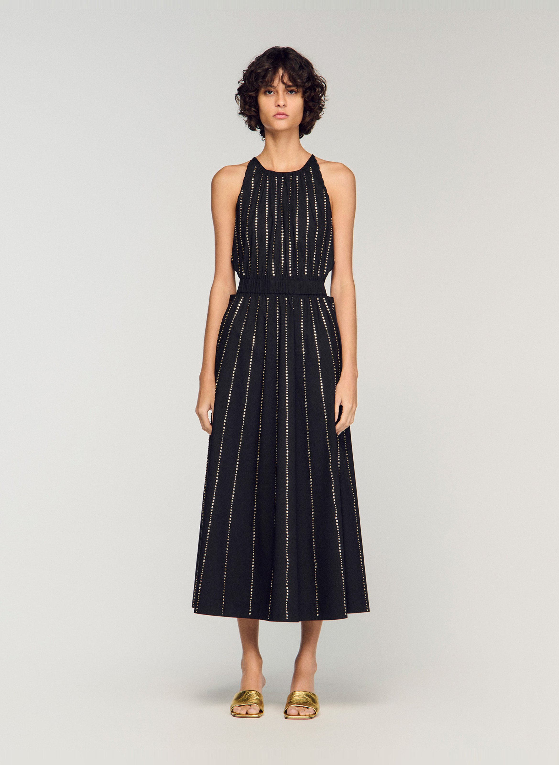 Robe midi col rond SANDRO Noir