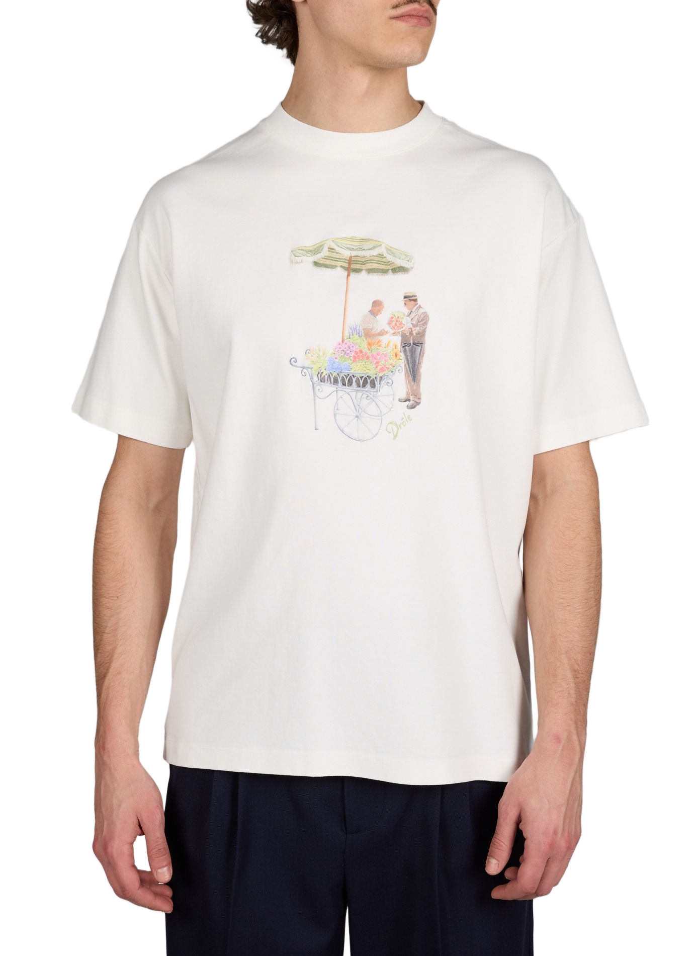 Floral print cotton t-shirt DROLE DE MONSIEUR Beige