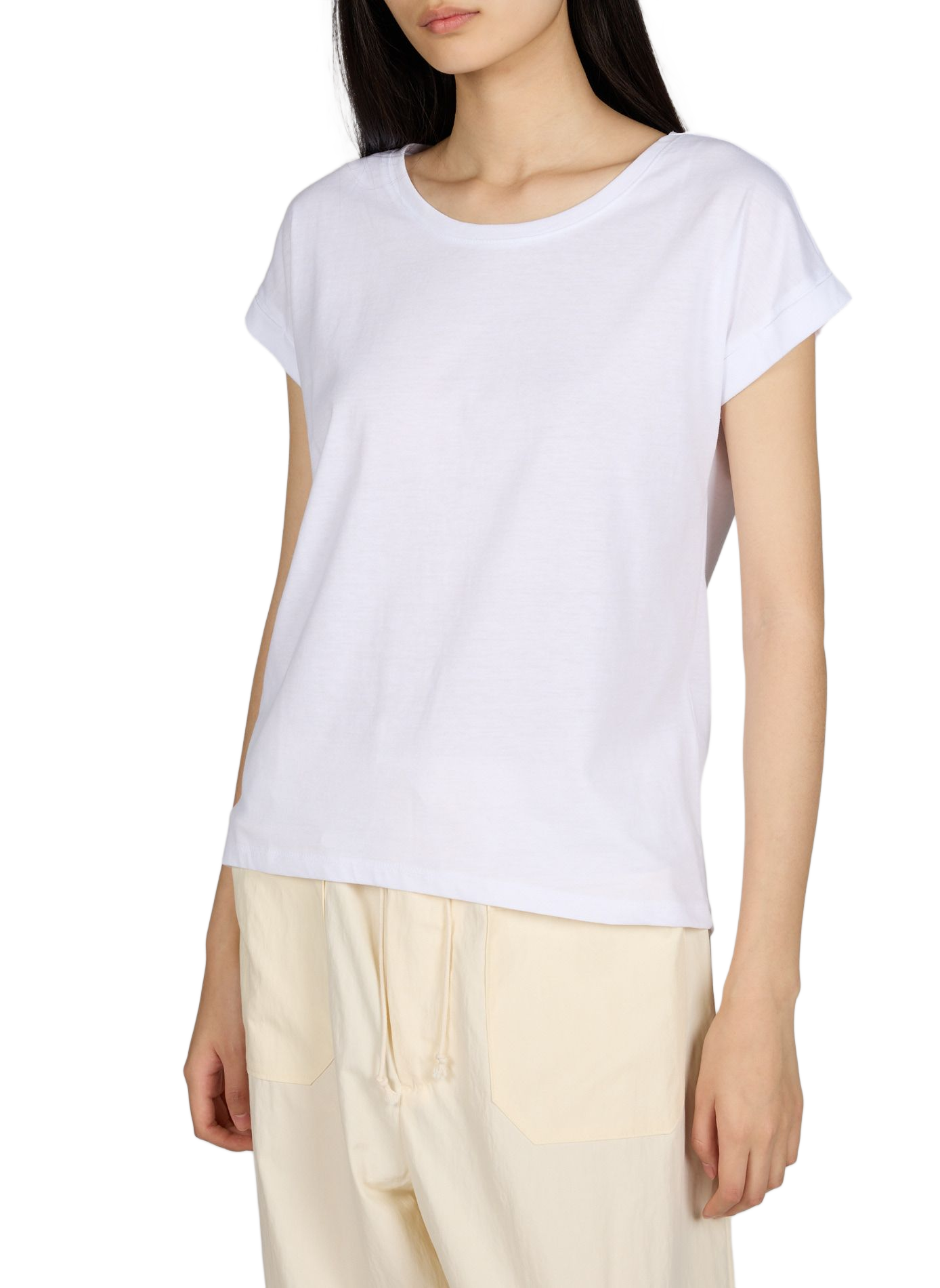 T-shirt uni col rond en coton mélangé VILA Blanc