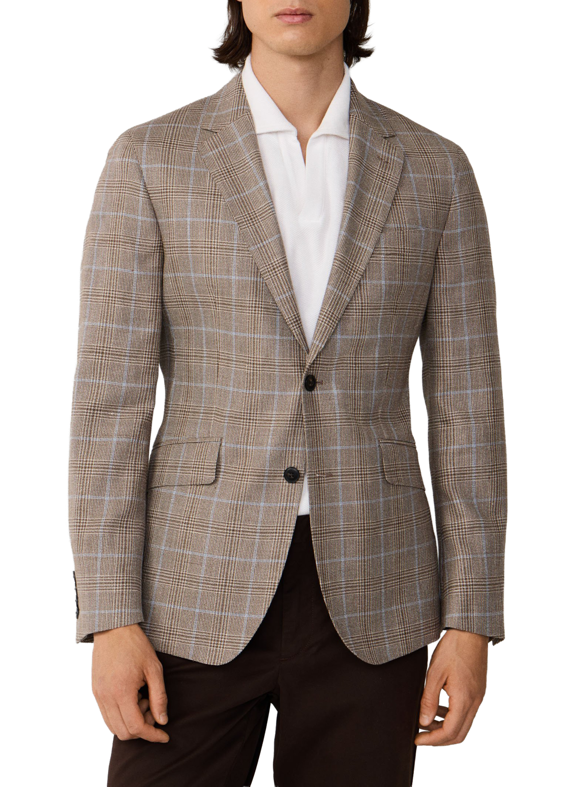 Fitted jacket in wool, linen, and silk HACKETT Beige