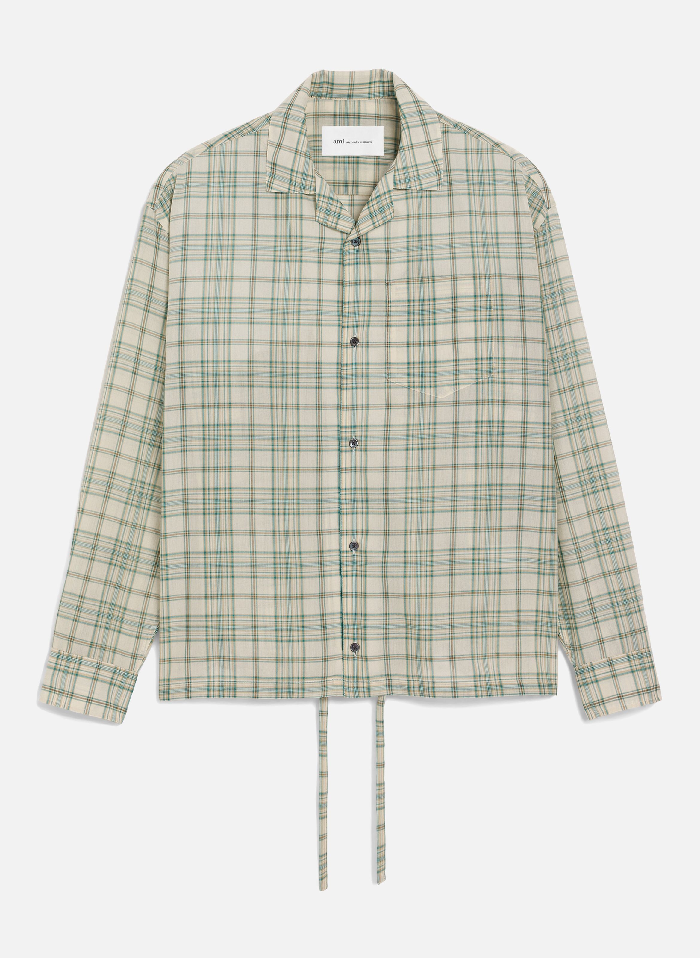 Chemise boxy à carreaux en coton AMI PARIS Vert