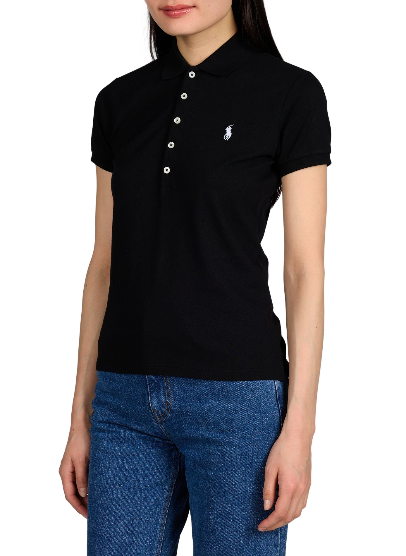 Polo manches courtes à logo en coton mélangé POLO RALPH LAUREN Noir