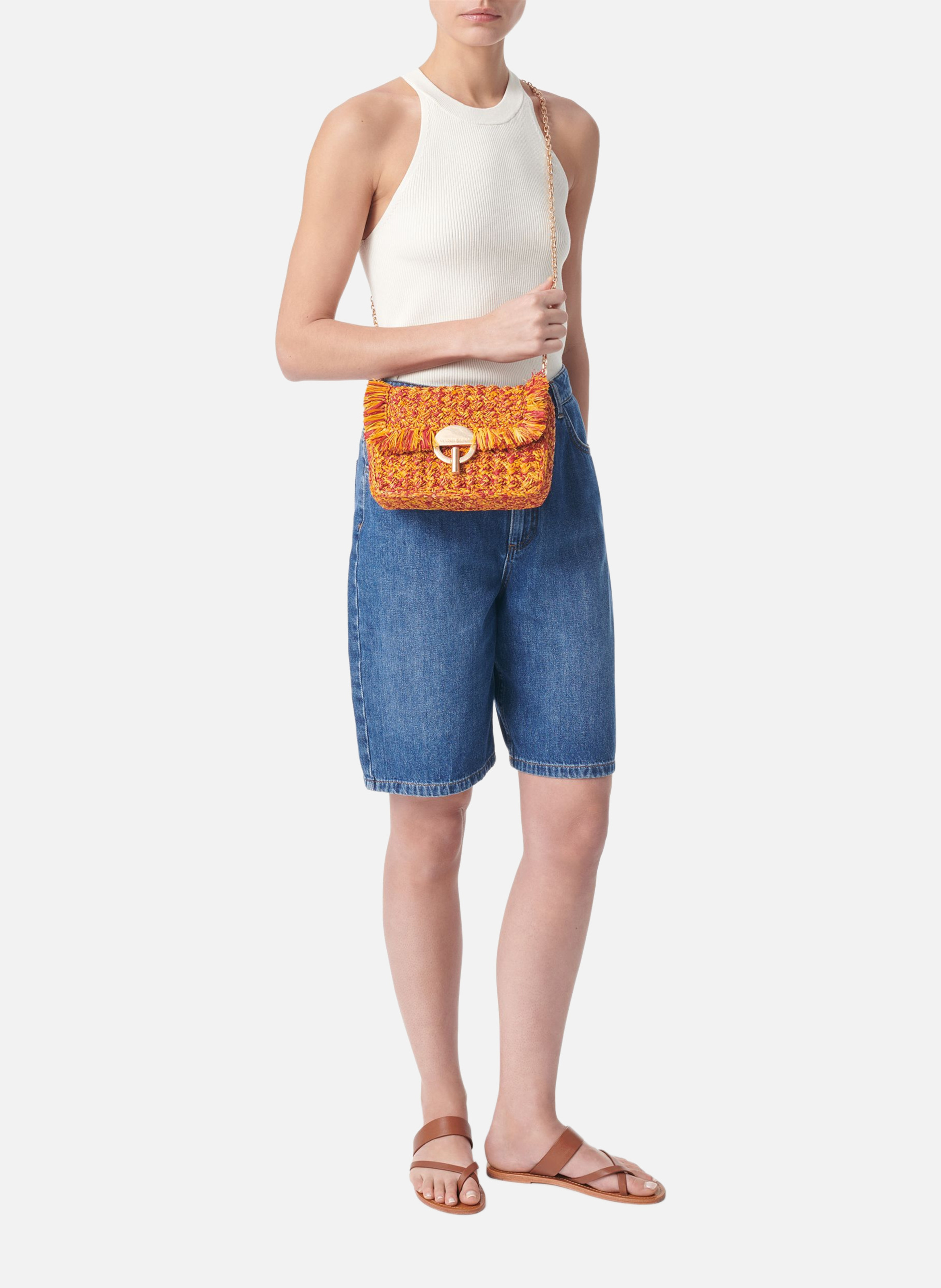 Moyen sac moon en raphia VANESSA BRUNO Multicolore