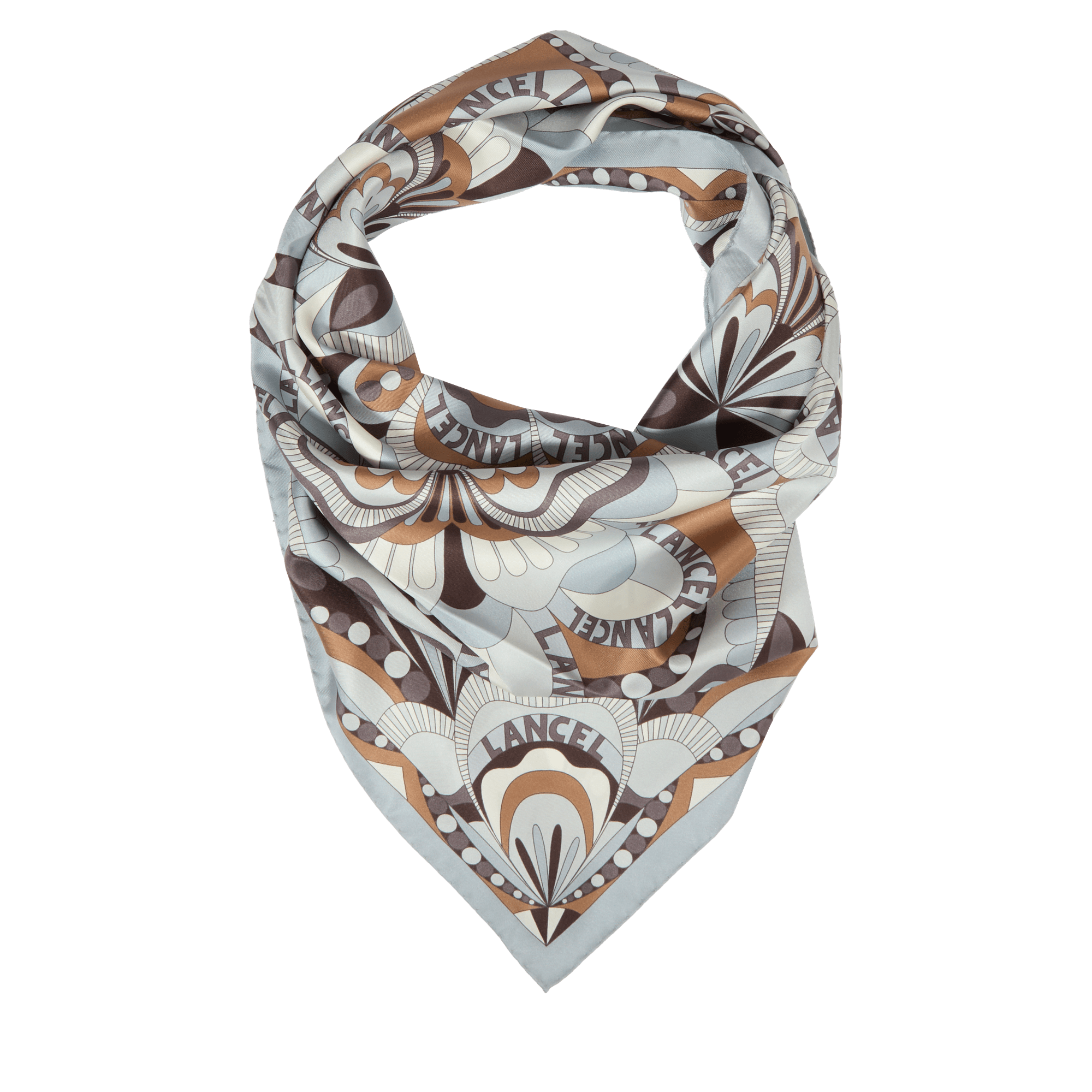 Carré de soie 90 cm motif floral LANCEL Jaune