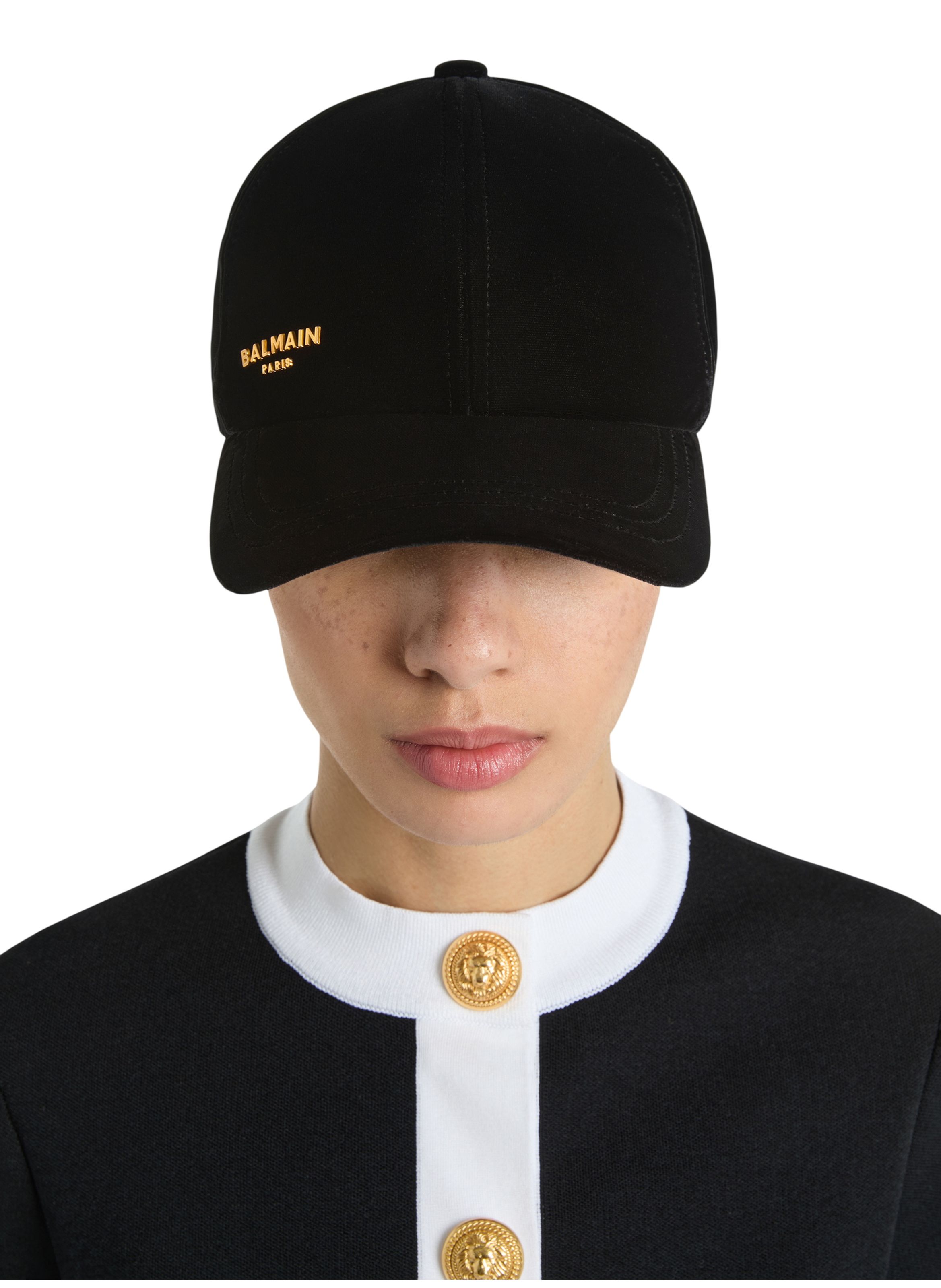 Casquette balmain paris en velours BALMAIN Noir