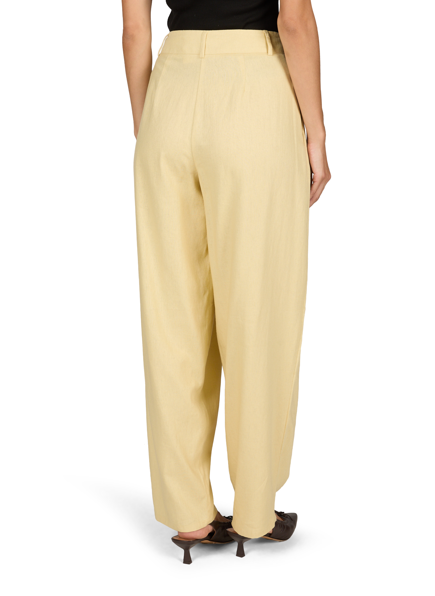 Wide-leg trousers in blended linen TOPSHOP Yellow
