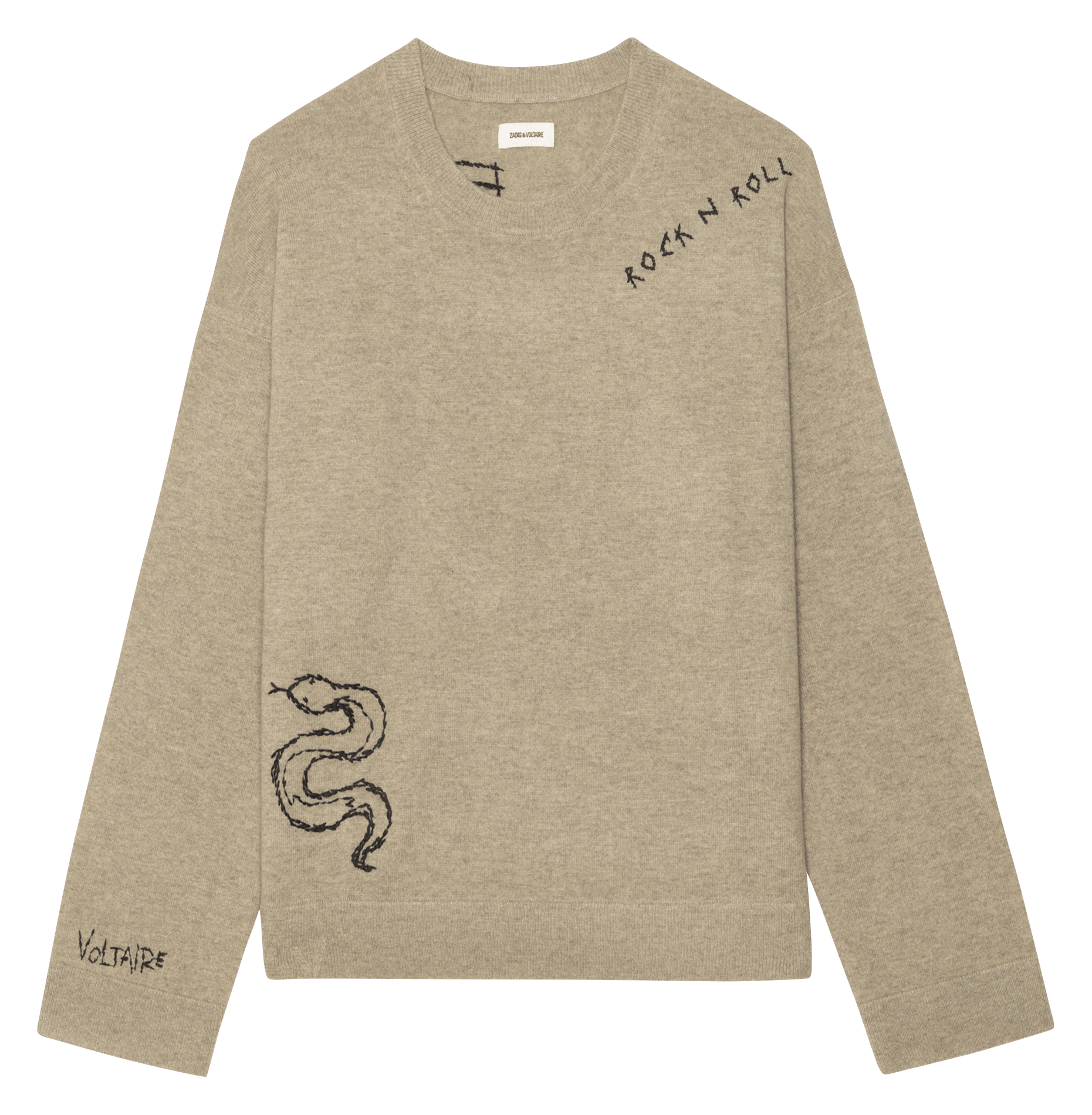 Marko embroidered round neck straight wool and cashmere sweater ZADIG&VOLTAIRE Green