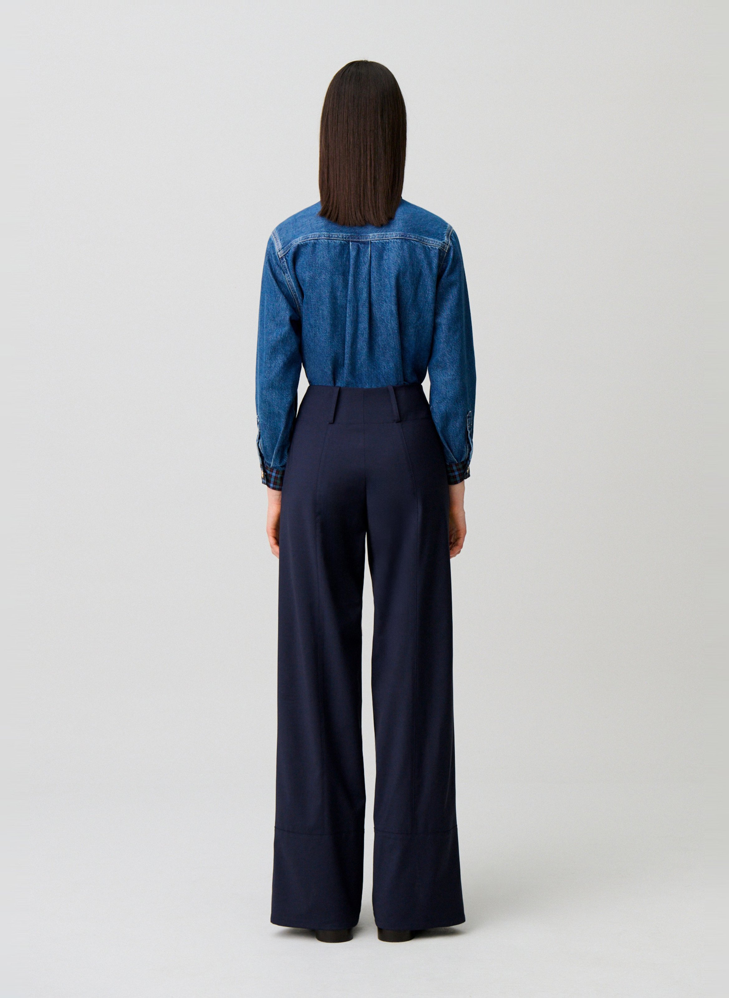 Pantalon large taille haute CLAUDIE PIERLOT Bleu