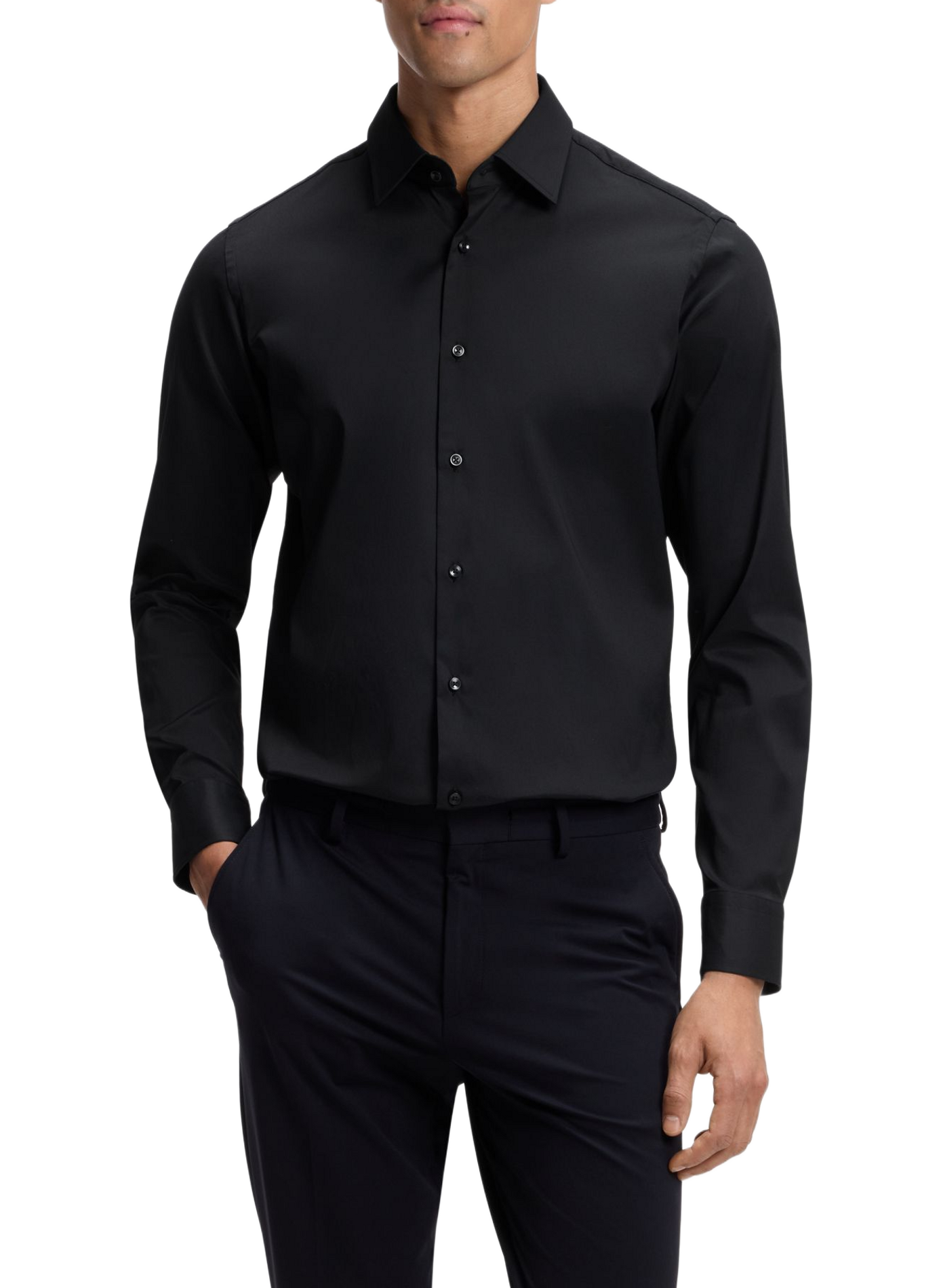 Chemise regular manches longues BOSS Noir