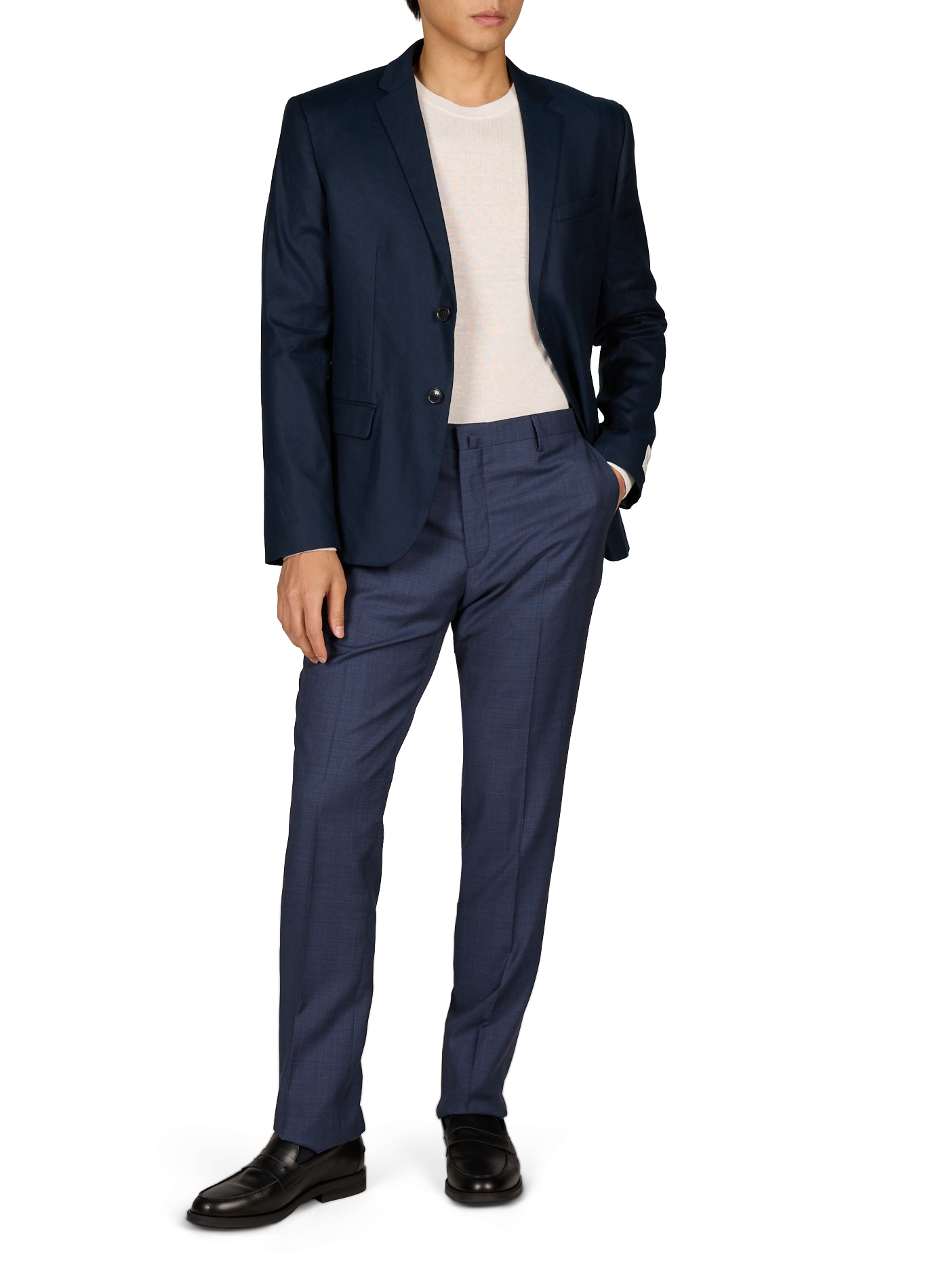 Slim-fit linen blend blazer CALVIN KLEIN Blue