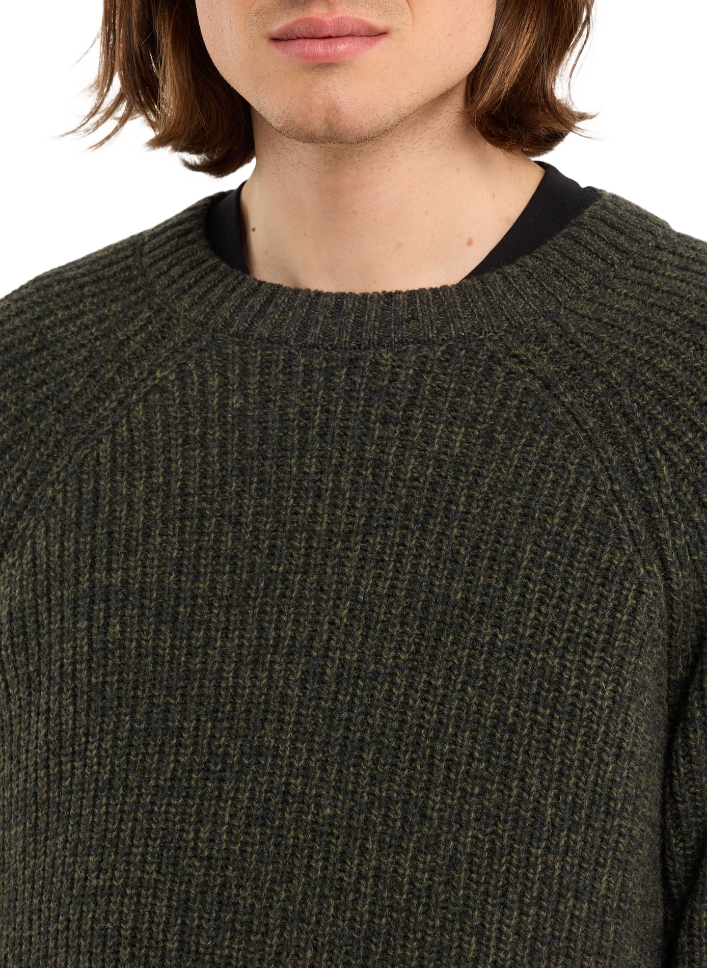 Rundhalsausschnitt-Pullover aus Wollmischung SAISON 1865 Khaki