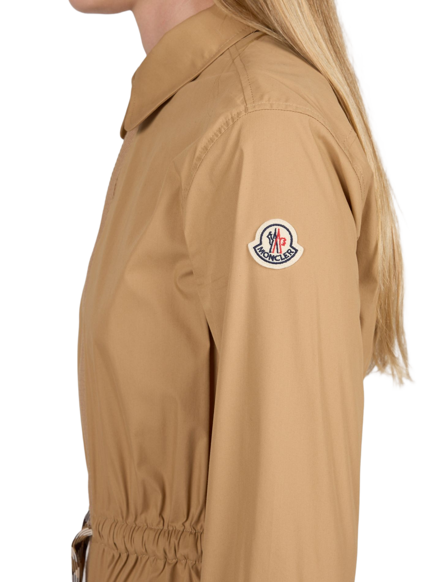Robe chemise ajustée à cordons en coton mélangé MONCLER Beige