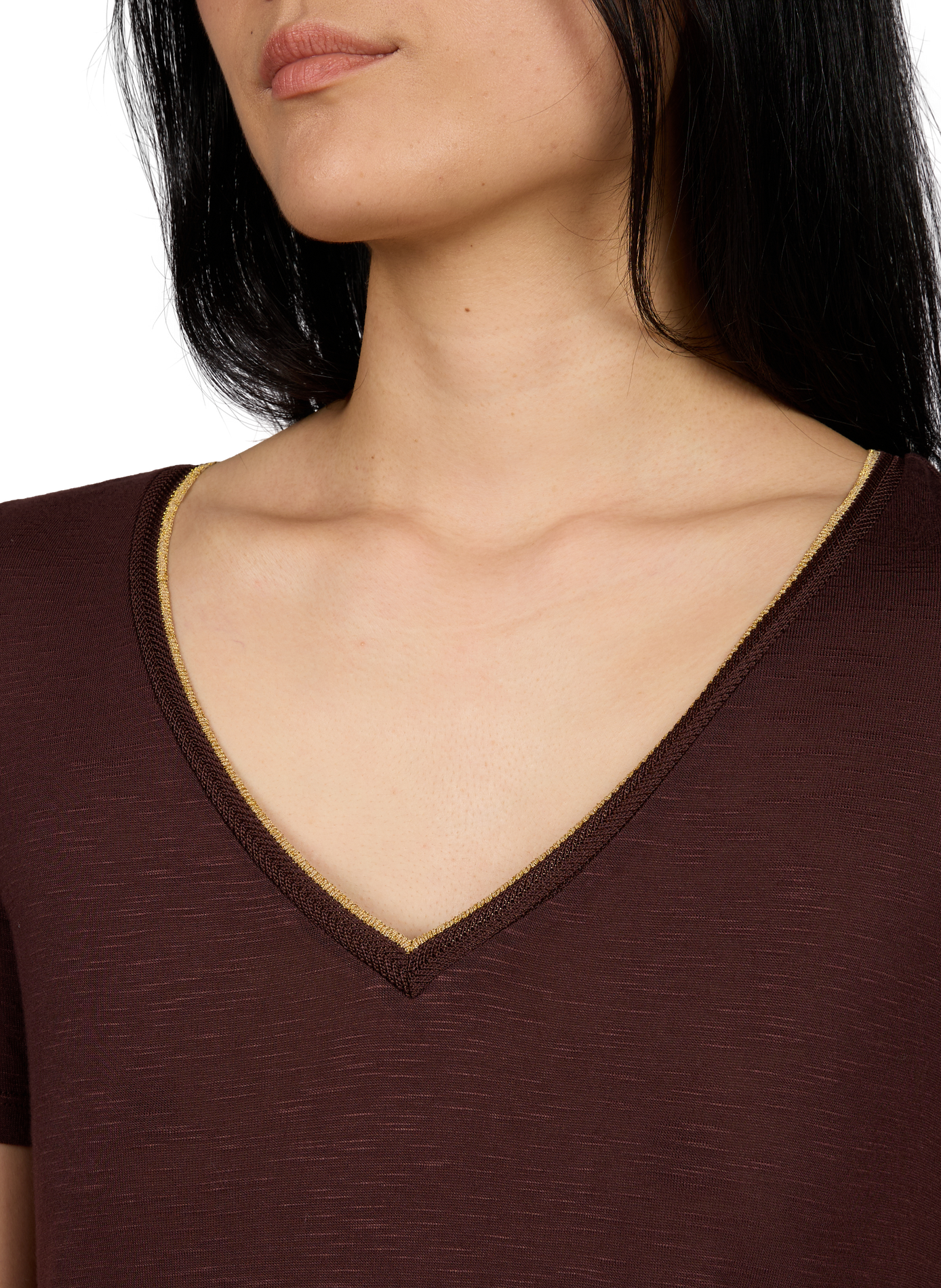 Vinoel V-neck T-shirt VILA Brown