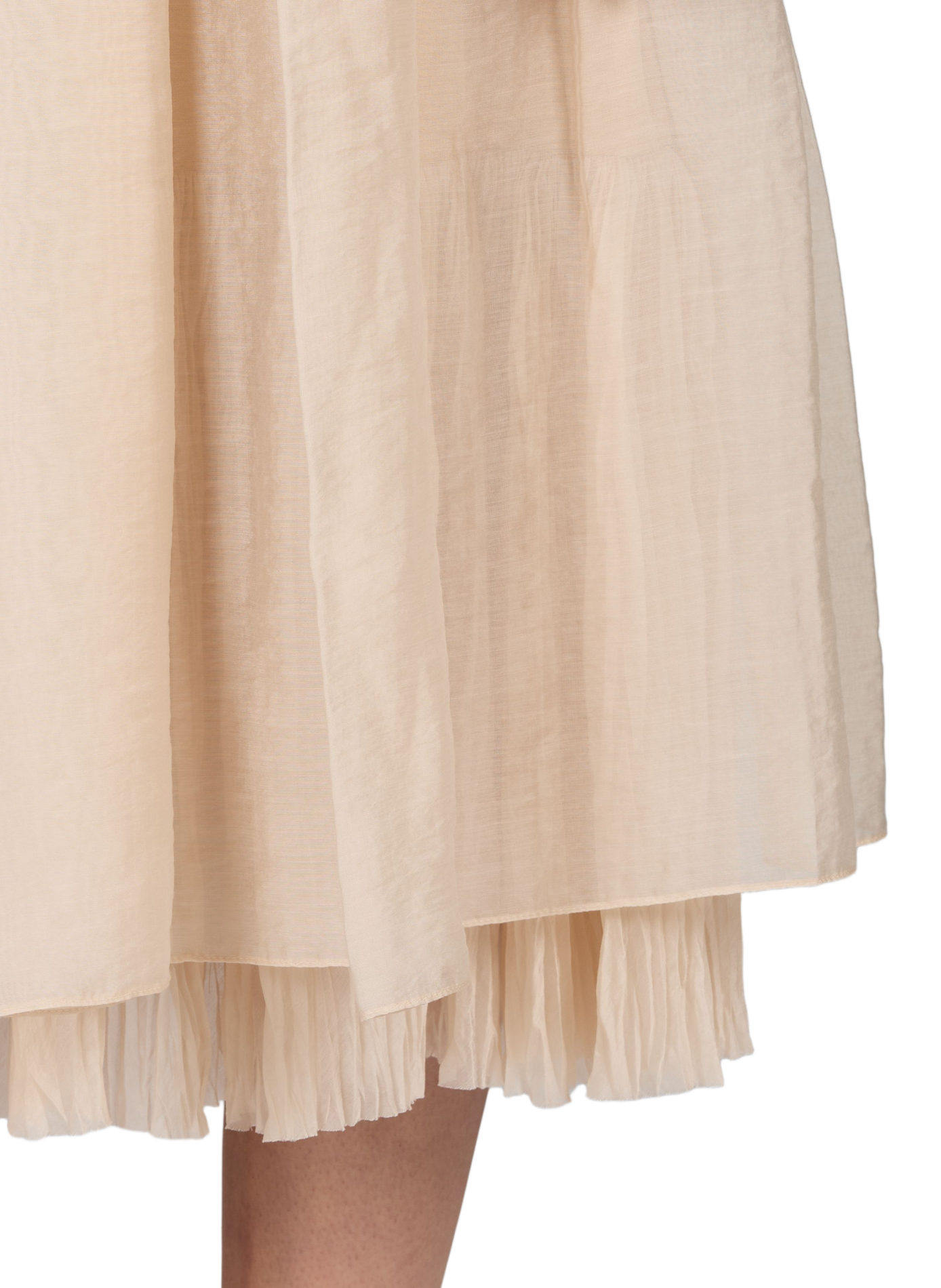 Midi pleated skirt with crinkled overlay VINCE Beige