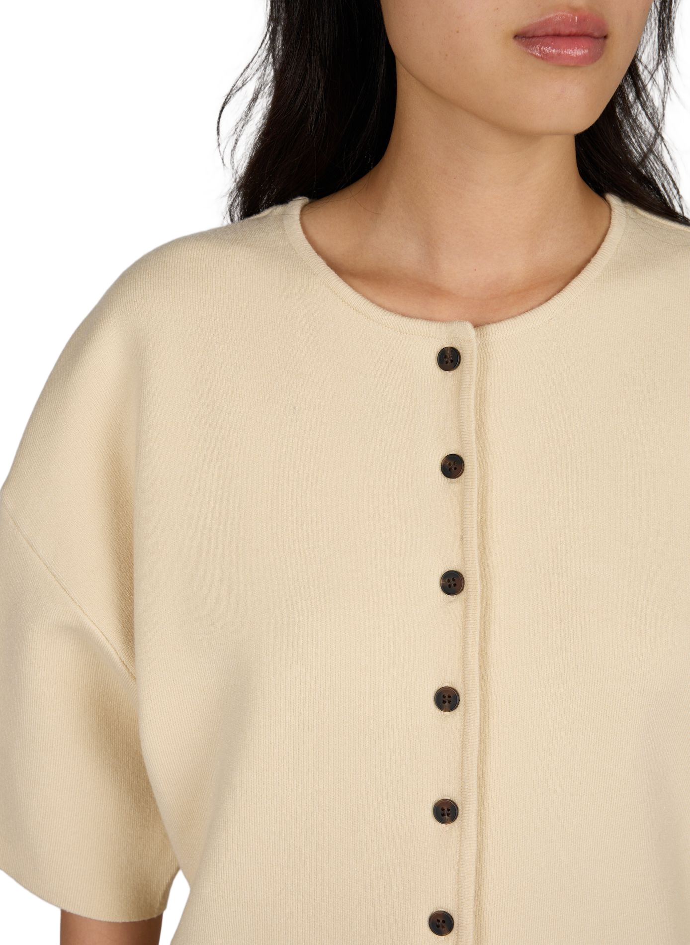 Kurzärmeliger taillierter Cardigan MSCH Beige