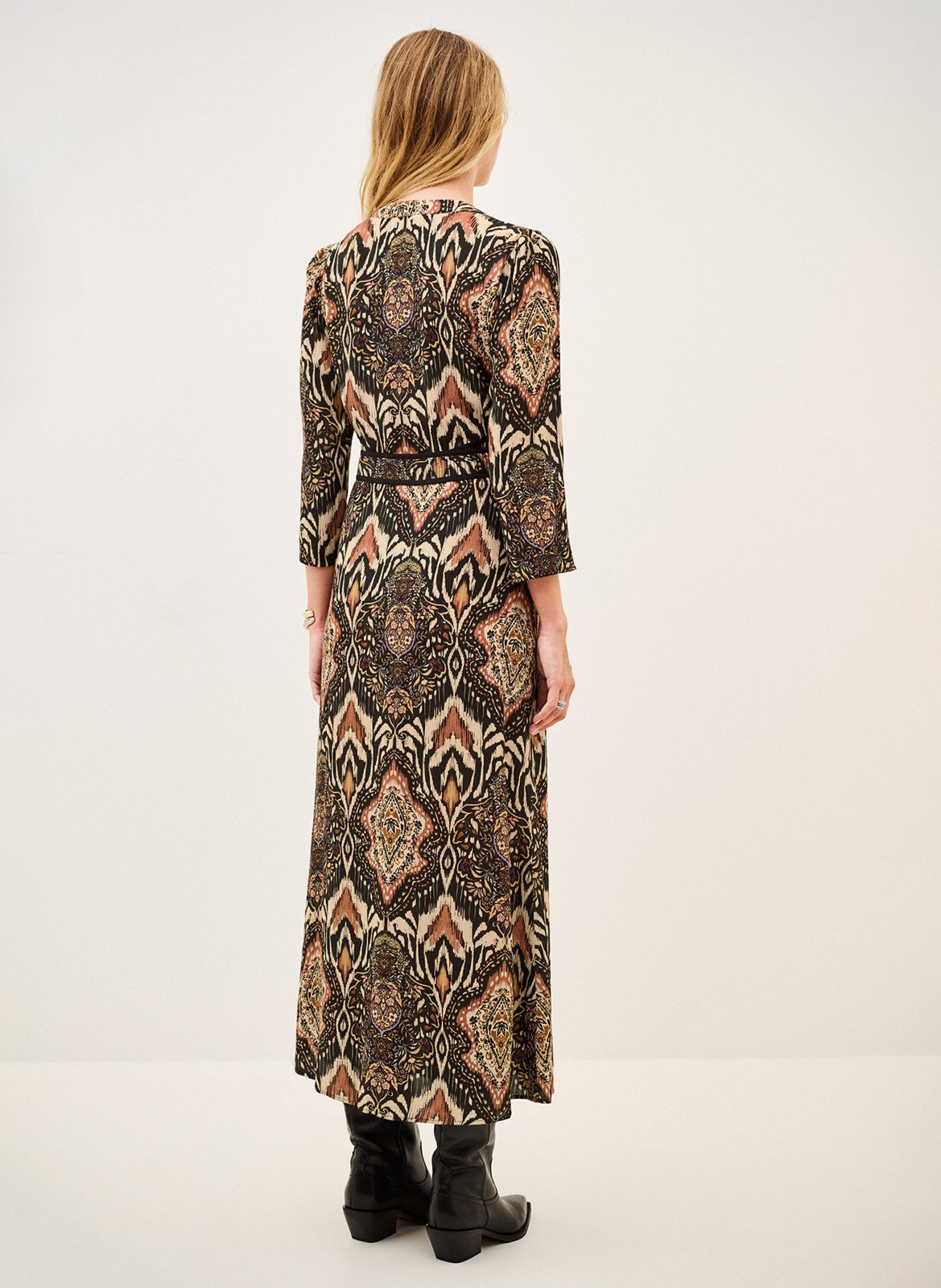 Robe longue col tunisien imprimée zonoa BA&SH Noir