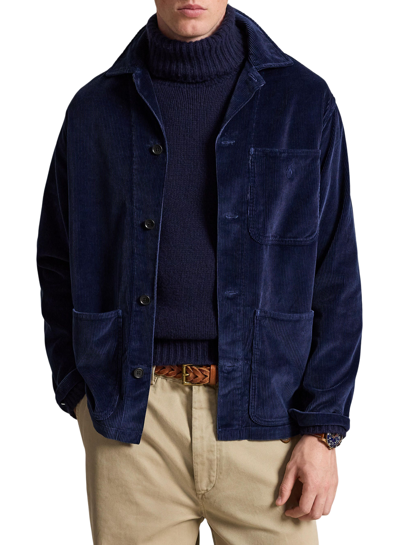 Surchemise droite col classique côtelée en coton POLO RALPH LAUREN Bleu