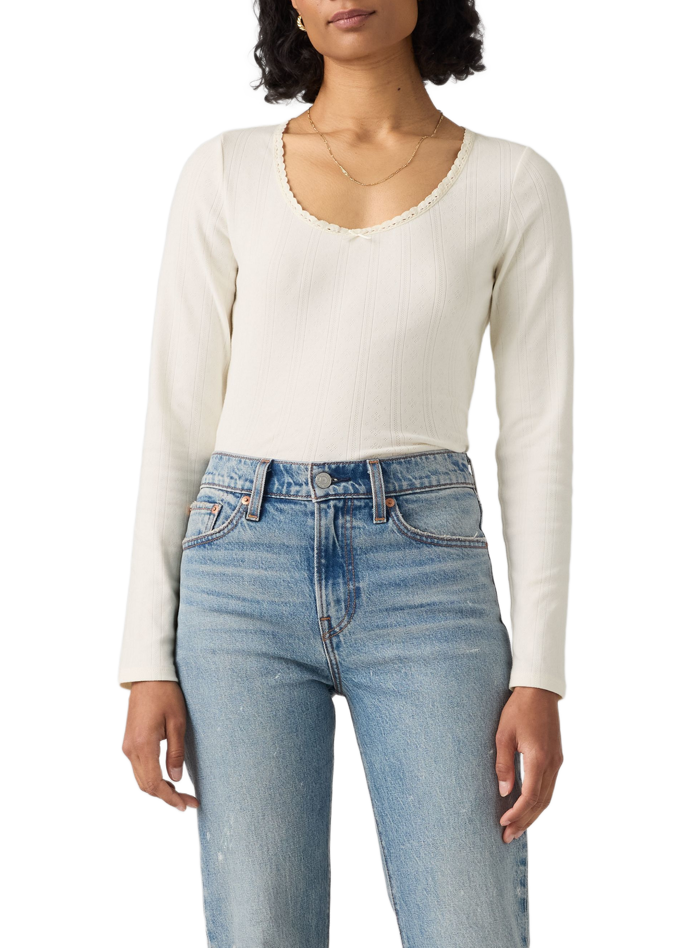 Cotton-blend round-neck T-shirt LEVI'S White