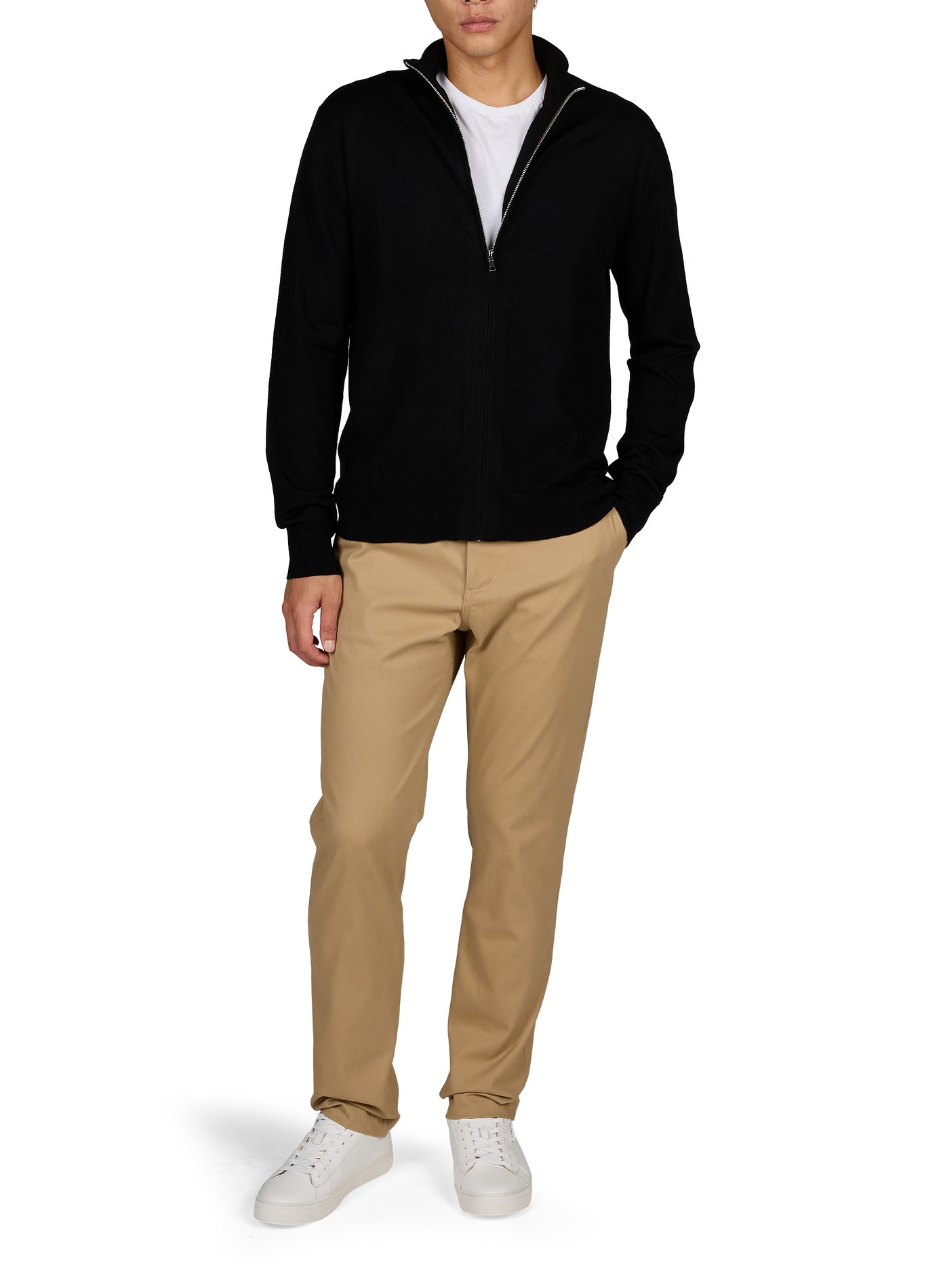 Pantalon chino droit en coton mélangé AU PRINTEMPS PARIS Beige
