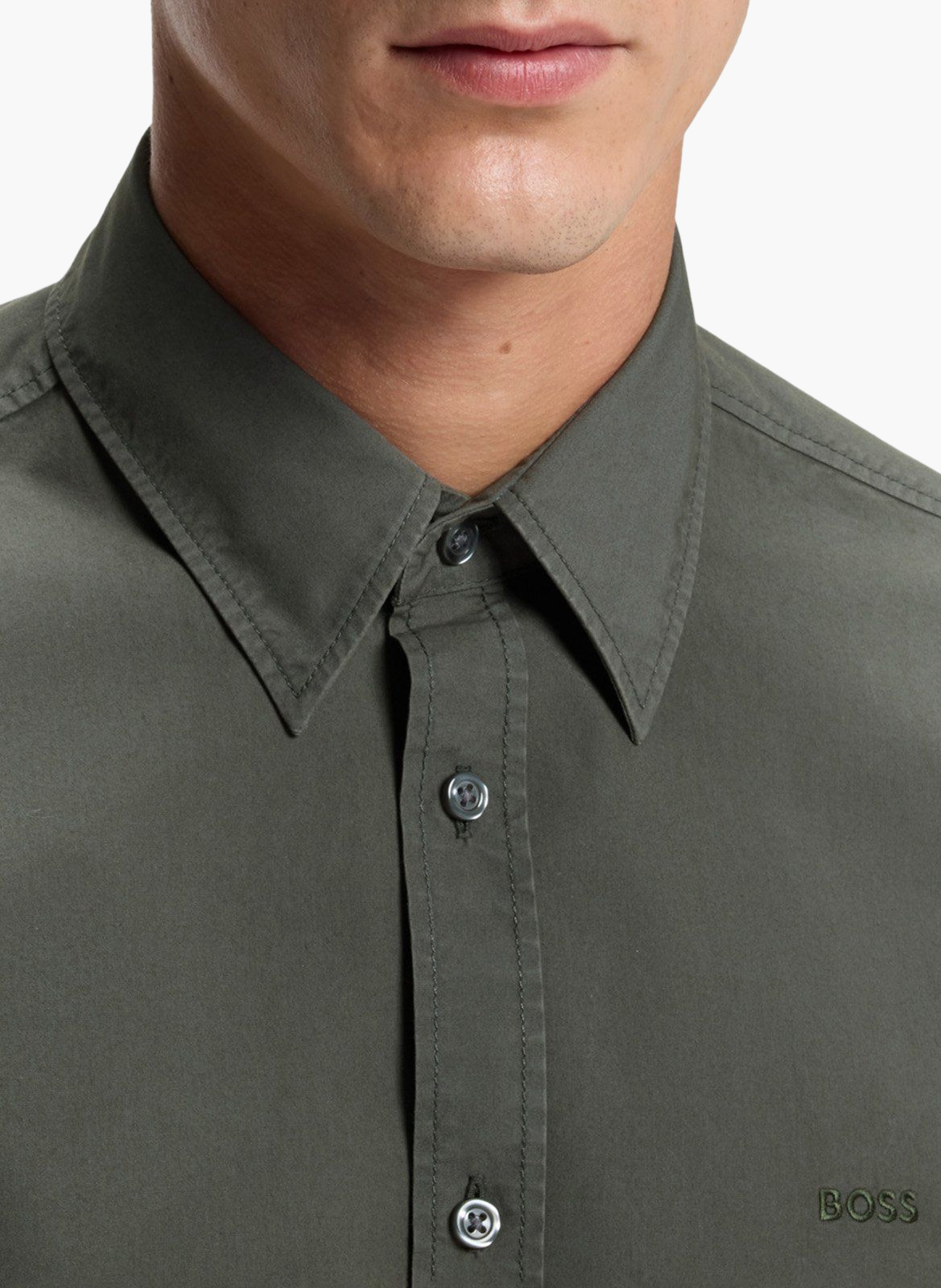 Chemise regular en coton BOSS Kaki