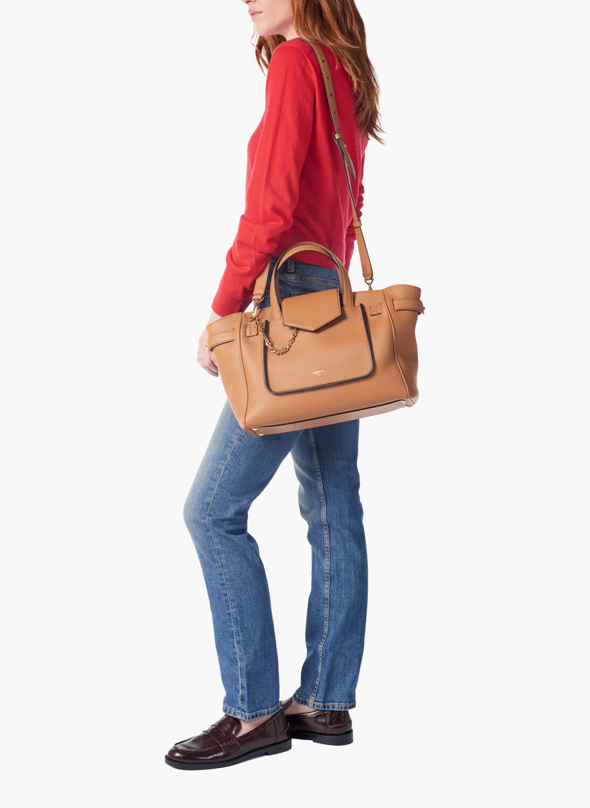 Sac carryall thea de lancel en cuir de vachette graine LANCEL Marron