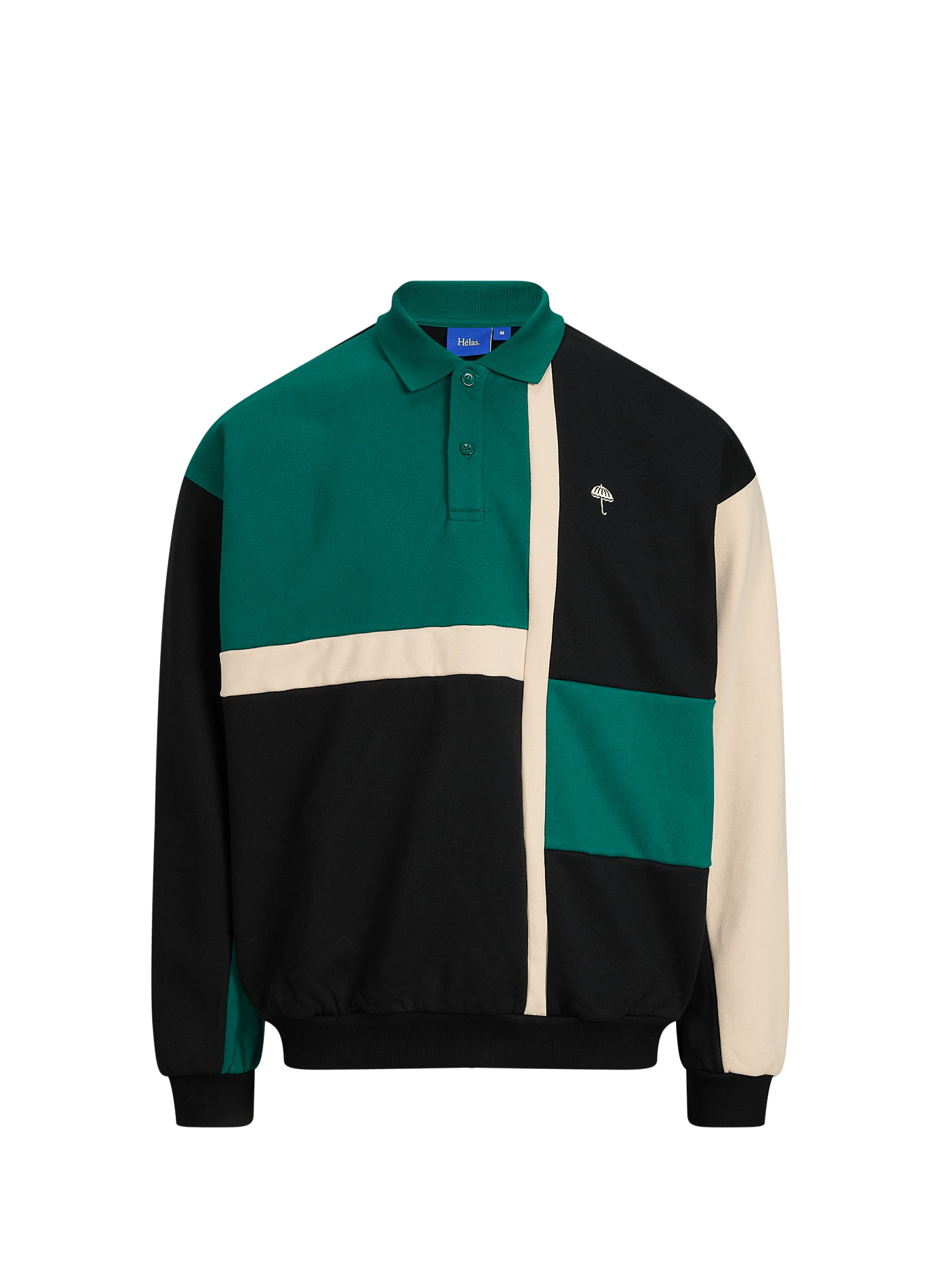 Straight-fit patterned polo sweatshirt HELAS CAPS Green
