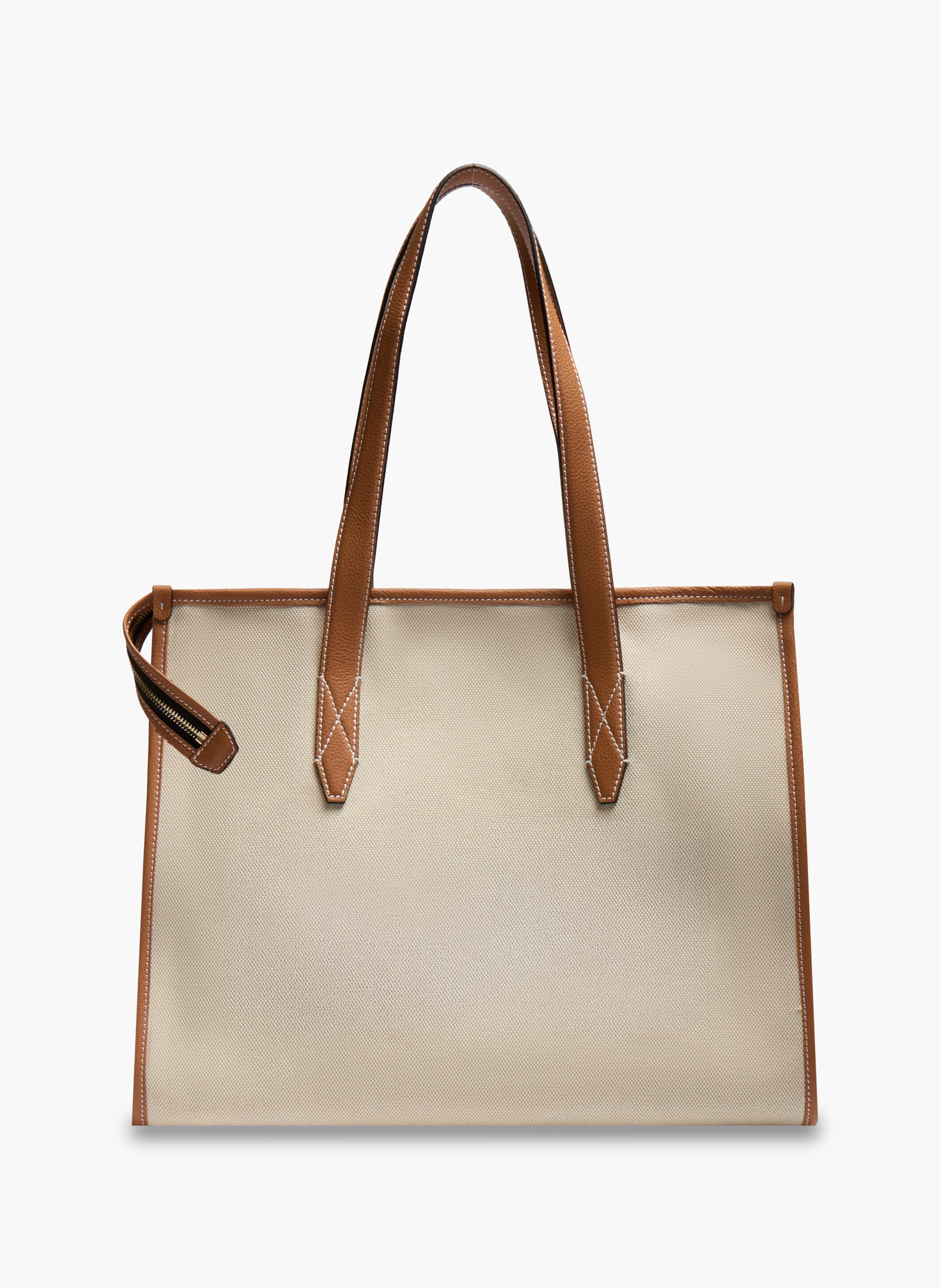Sac cabas zippé l jour de lancel en coton LANCEL Beige