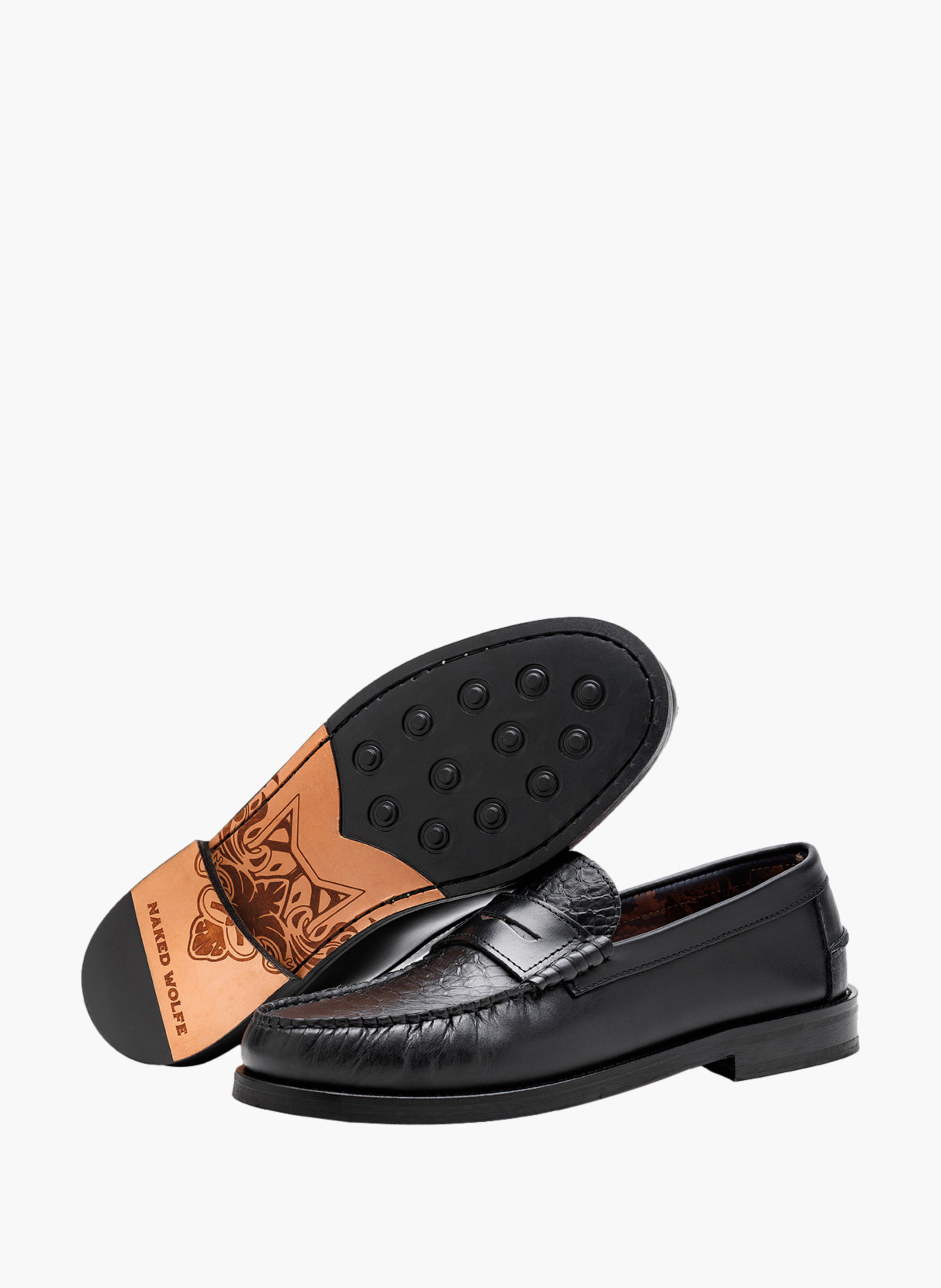 Mocassins riviera en cuir effet serpent NAKED WOLFE Noir