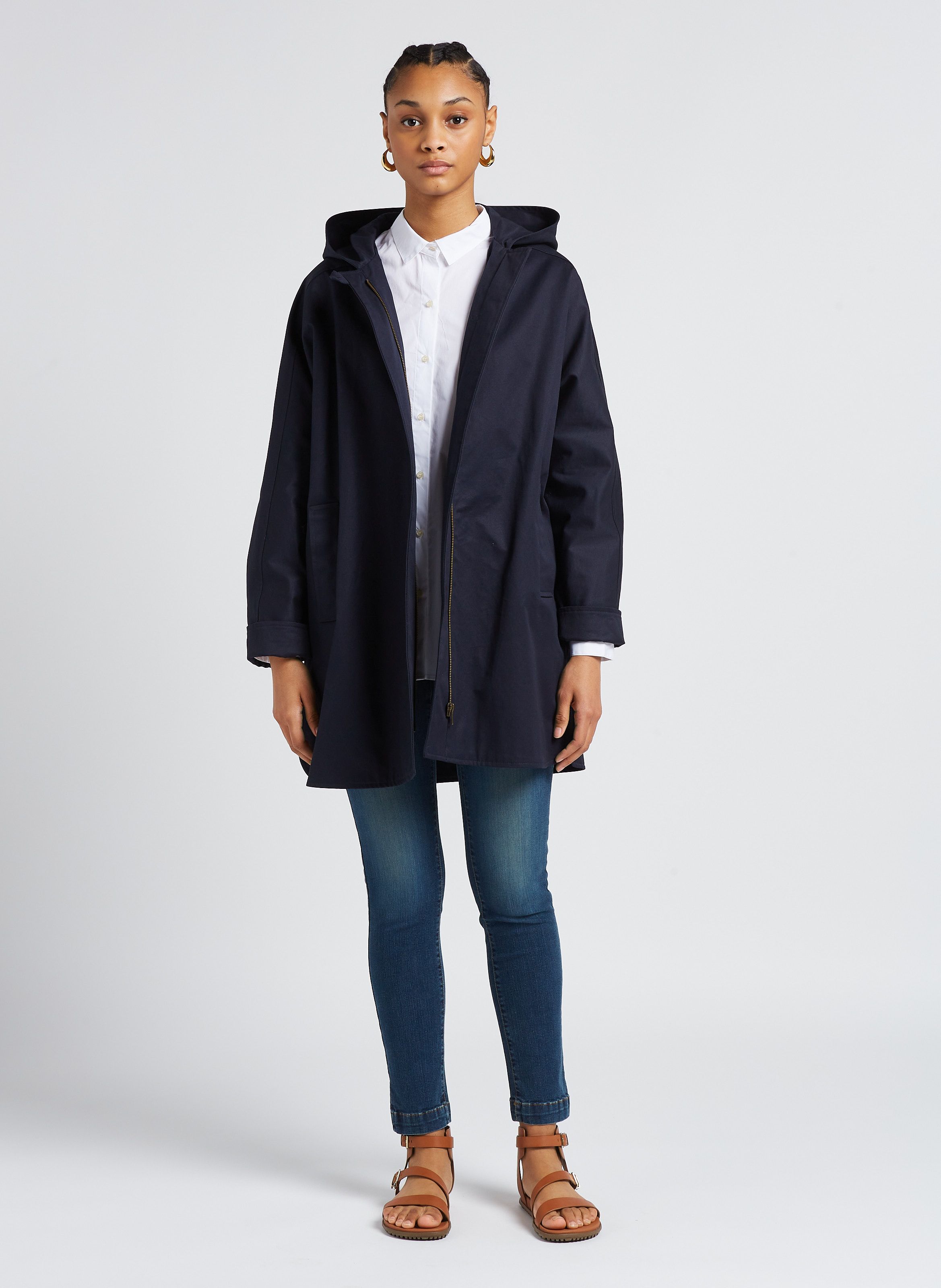 MANTEAU DROIT CAPUCHE EN COTON FIRST NANA SESSUN pour FEMME