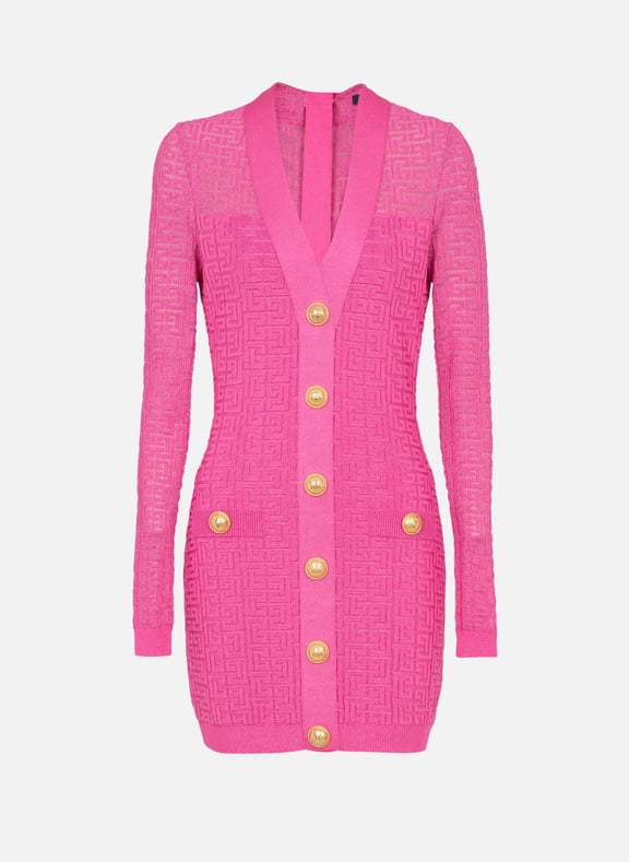 Robe en maille monogrammée Rose by BALMAIN BALMAIN Robe en maille monogrammée Rose