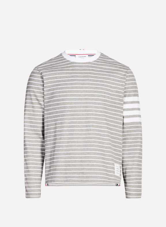 T-shirt rayé Milano 4-Bar Gris by THOM BROWNE THOM BROWNE T-shirt rayé Milano 4-Bar Gris