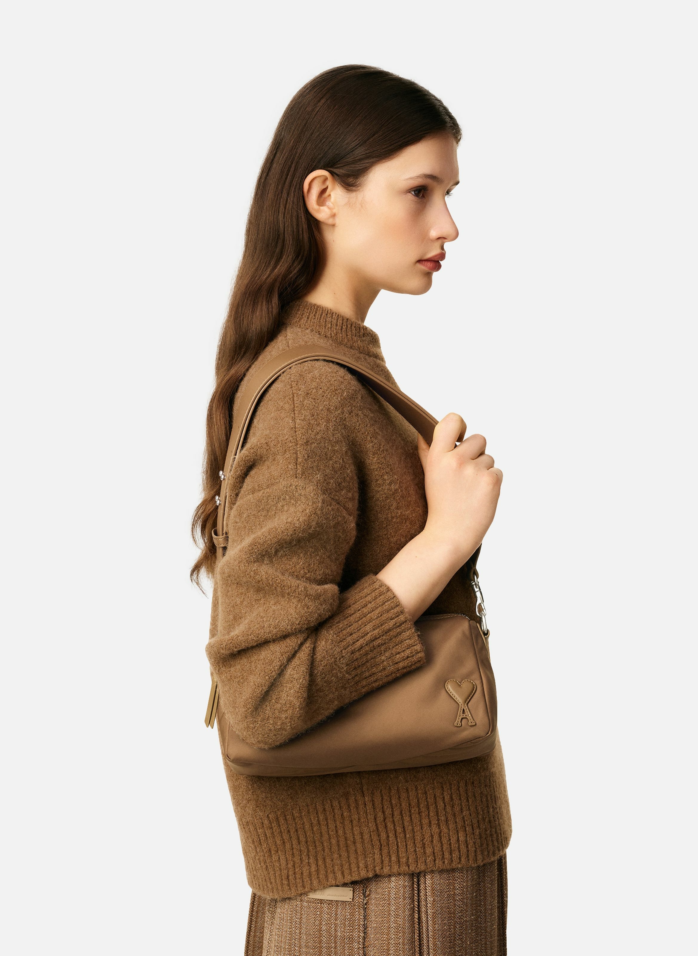 Sac marcel unisexe en nylon AMI PARIS Marron