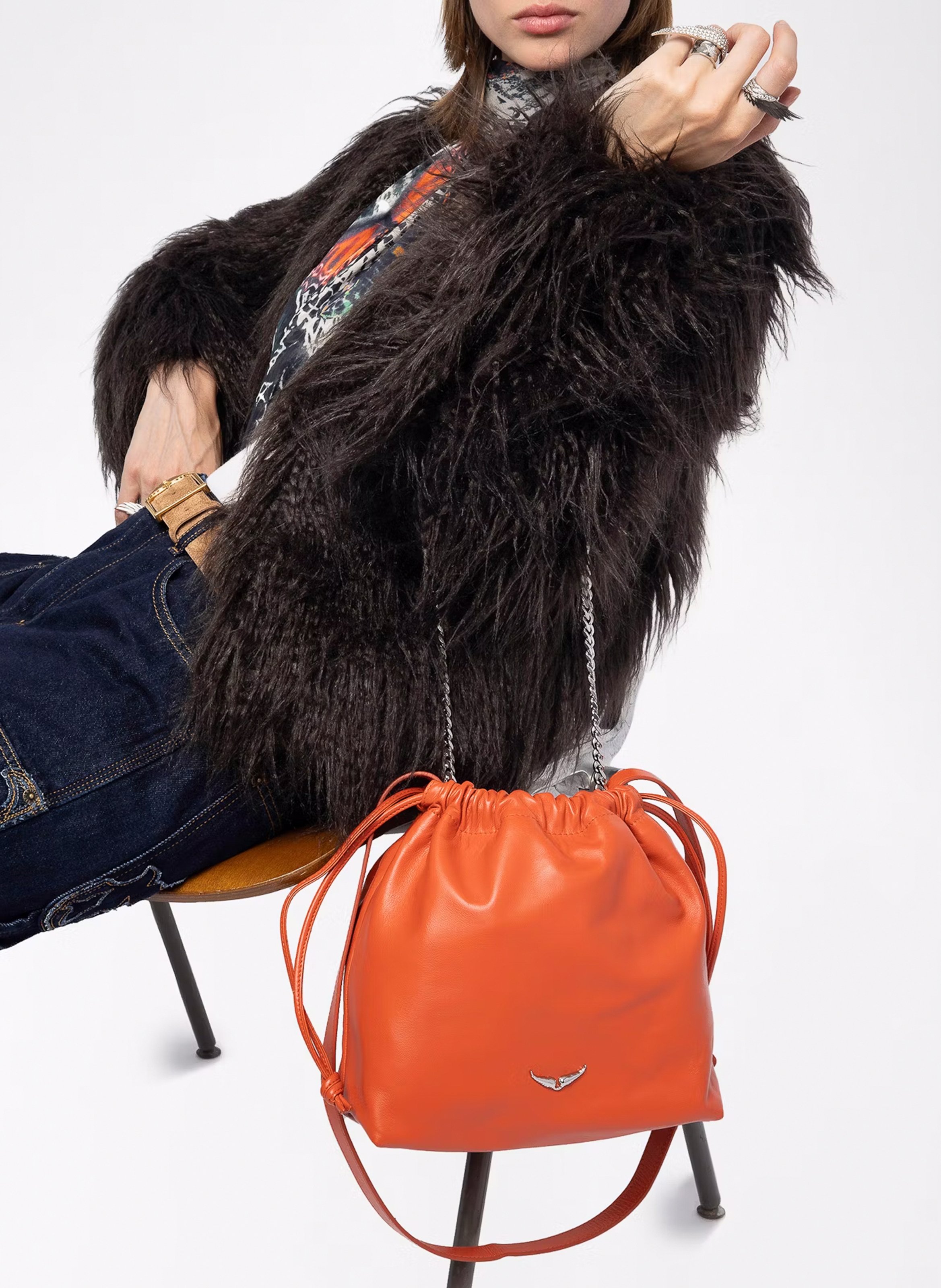 Sac bandoulière en cuir rock today ZADIG&VOLTAIRE Orange
