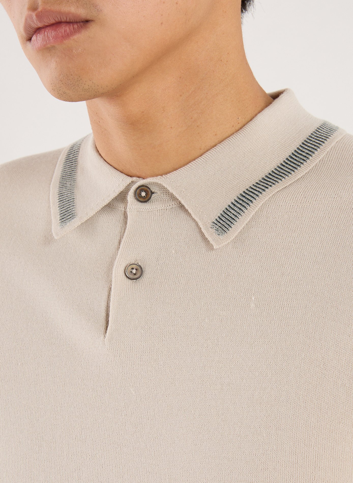 Pull col polo en laine mérinos PAUL SMITH Beige