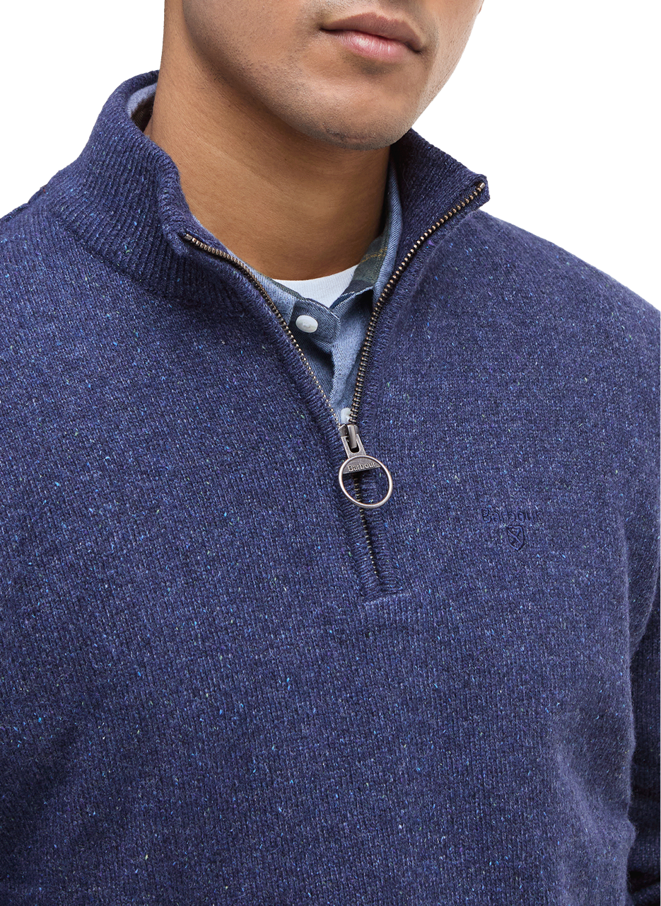 Pull droit à col montant en laine mélangée BARBOUR Bleu