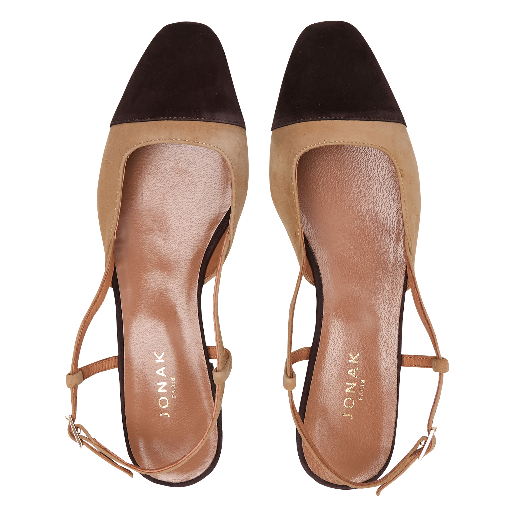 Ballerines slingback en cuir dhapou JONAK Marron
