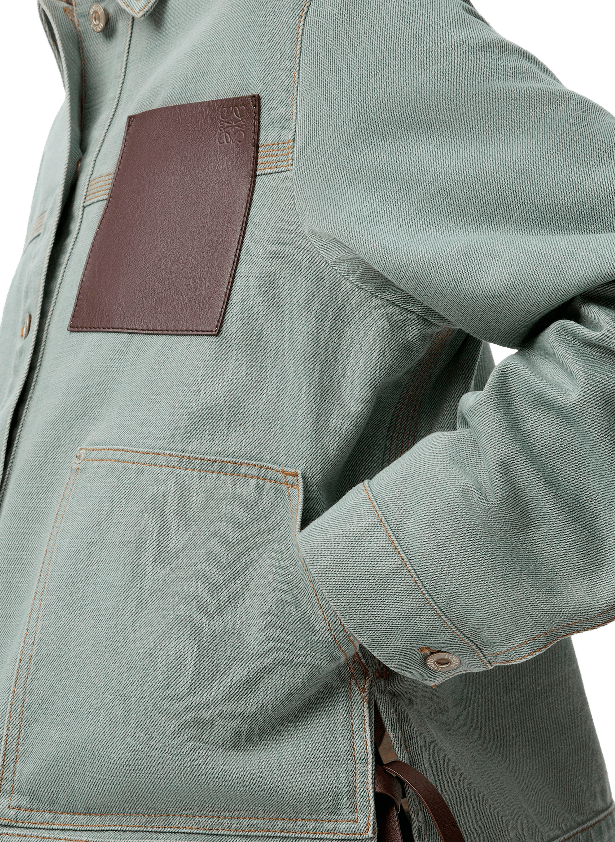 Straight utility jacket in cotton and leather LOEWE Green