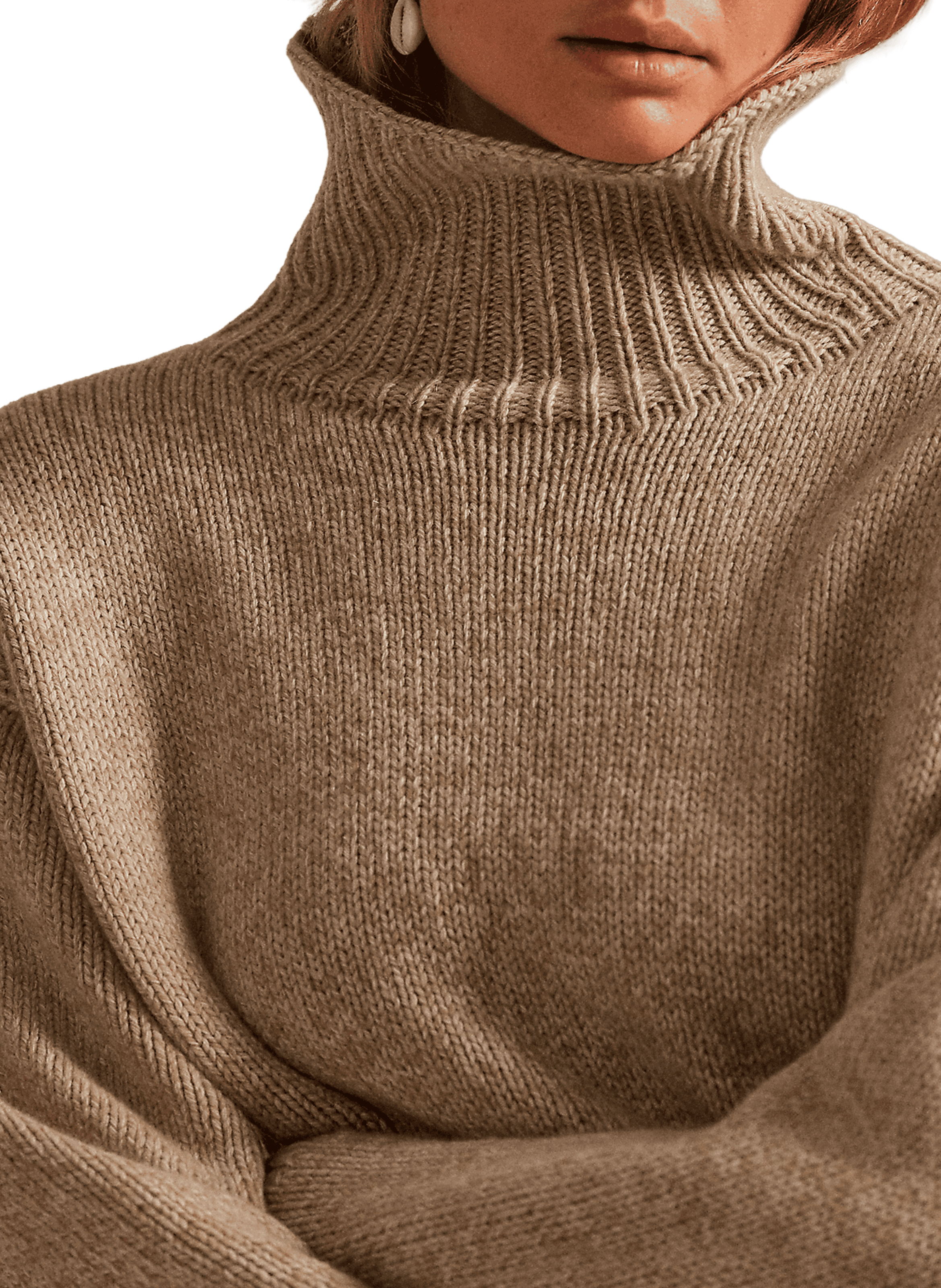 Pull col roulé en laine et cachemire POLO RALPH LAUREN Beige