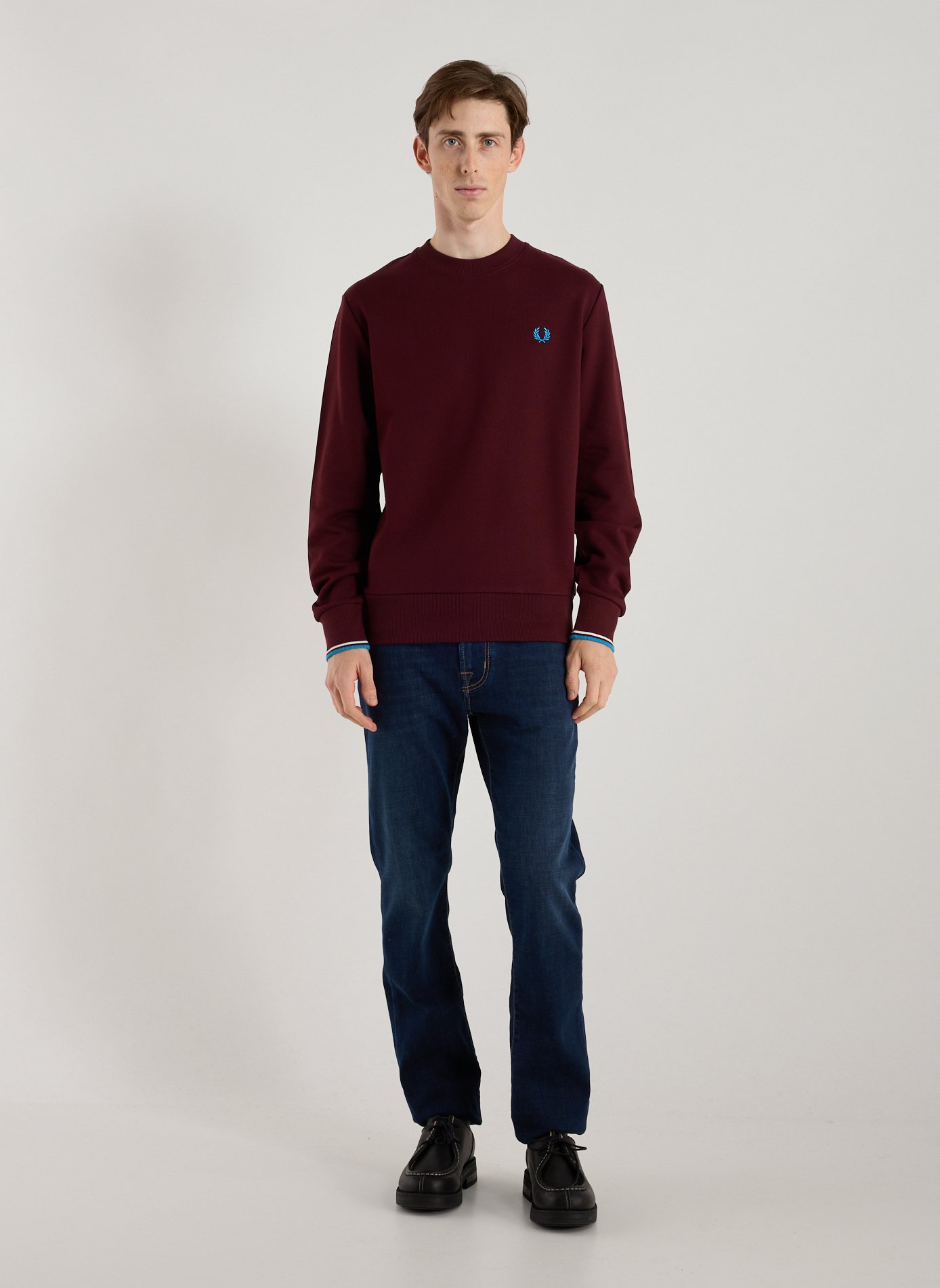 Sweatshirt col rond en coton FRED PERRY Rouge