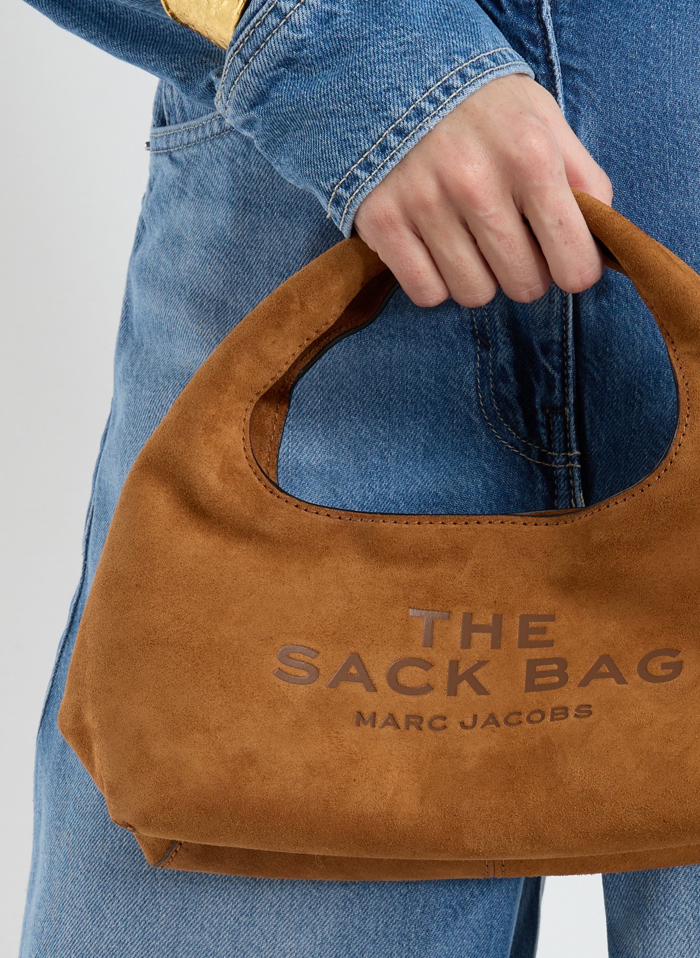 The Mini Sack Suede Leather Handbag MARC JACOBS Brown