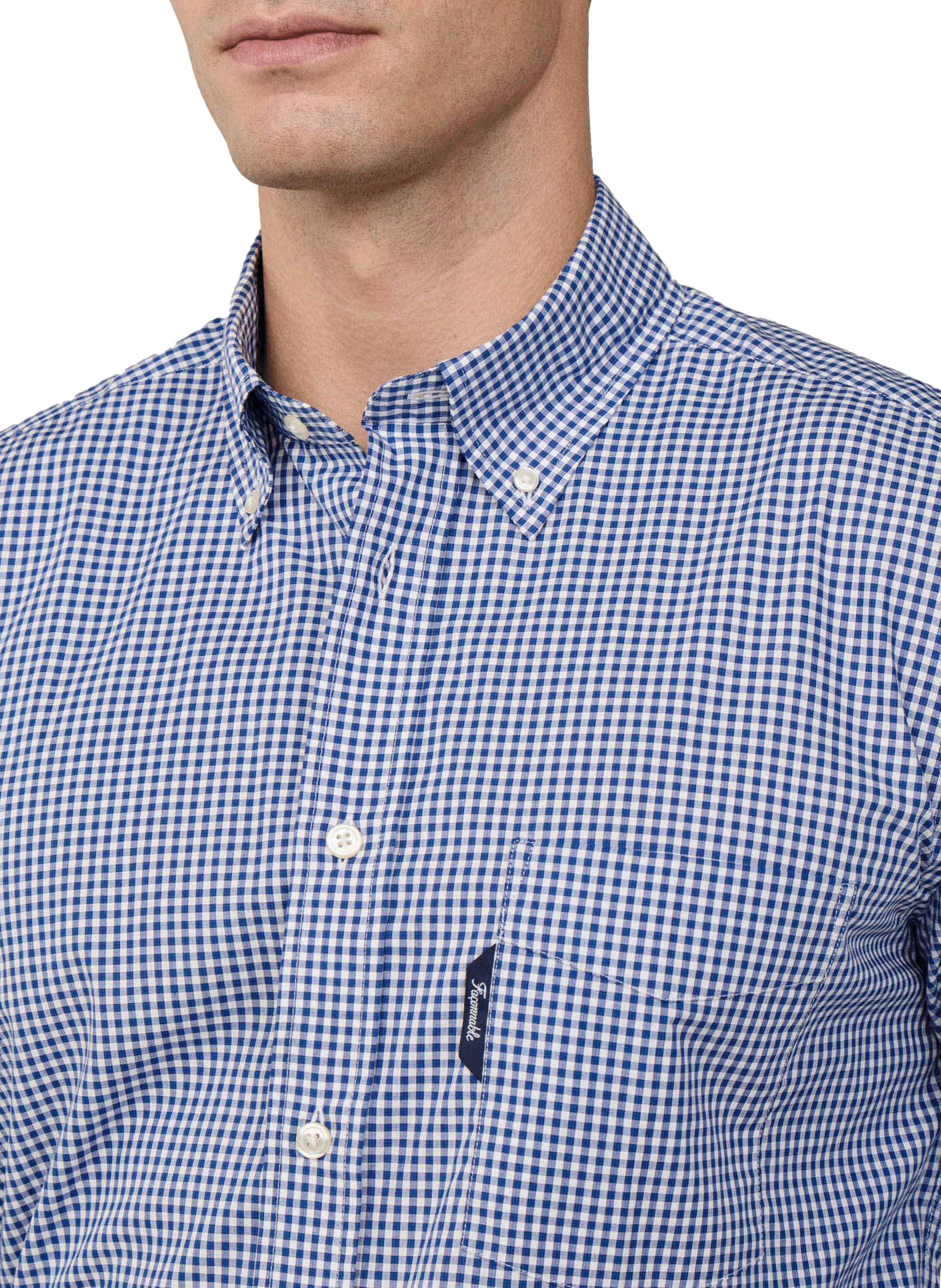 Chemise à carreaux vichy en popeline de coton FACONNABLE Bleu