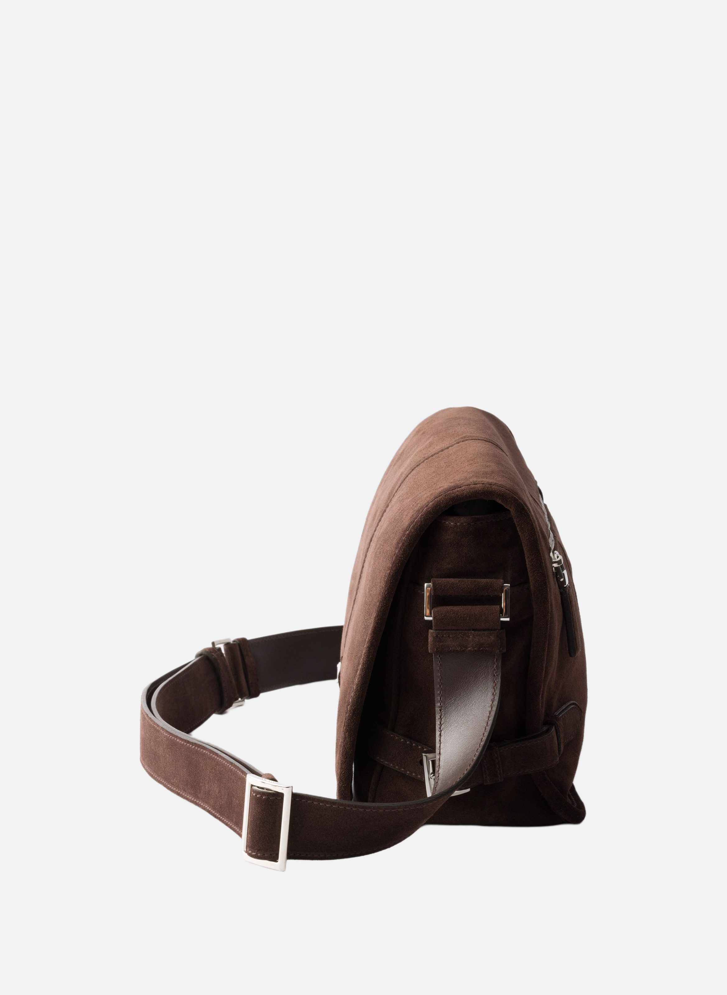 Sac à bandoulière en suède PRADA Marron