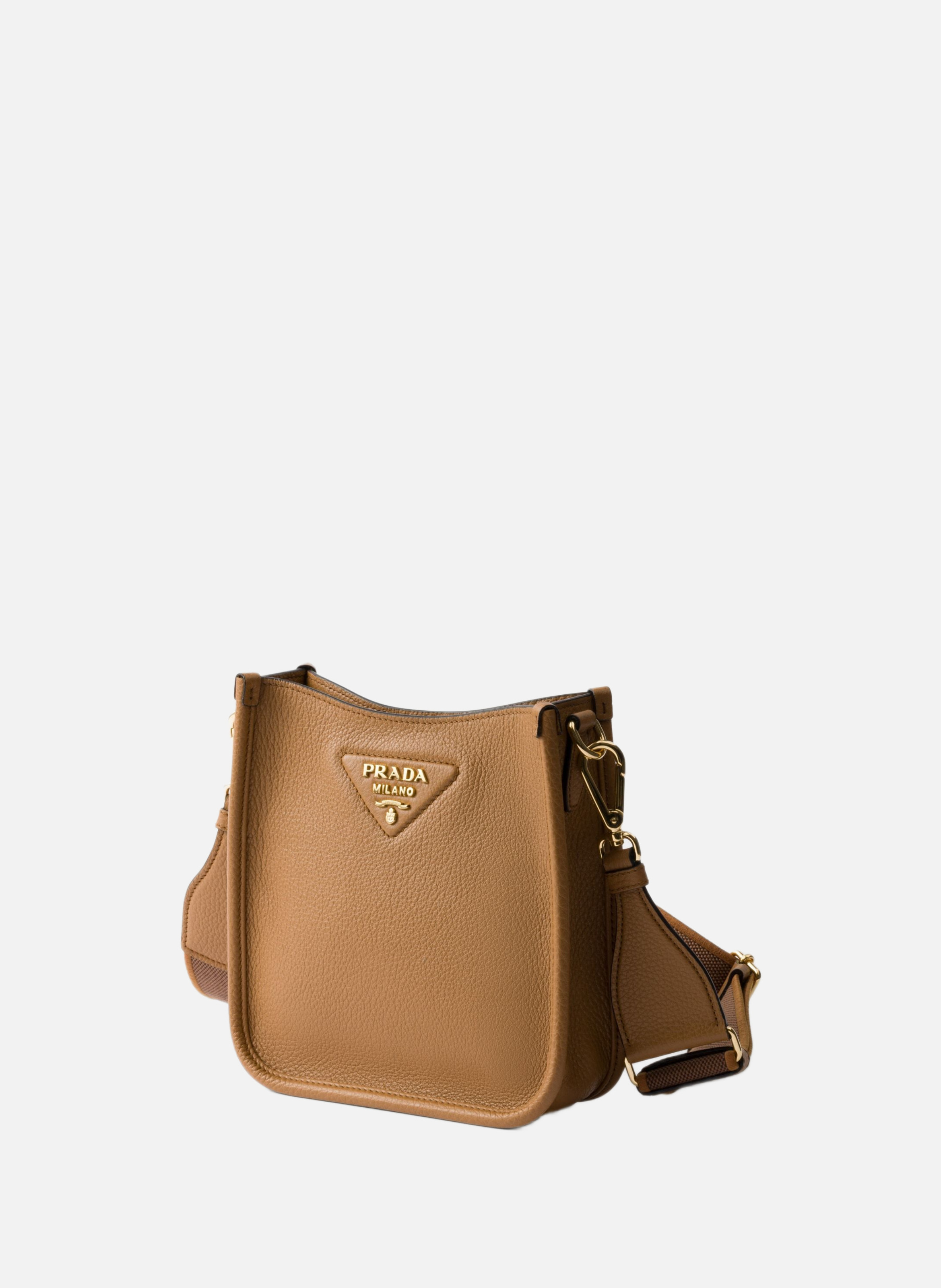 Mini sac porté épaule en cuir PRADA Marron