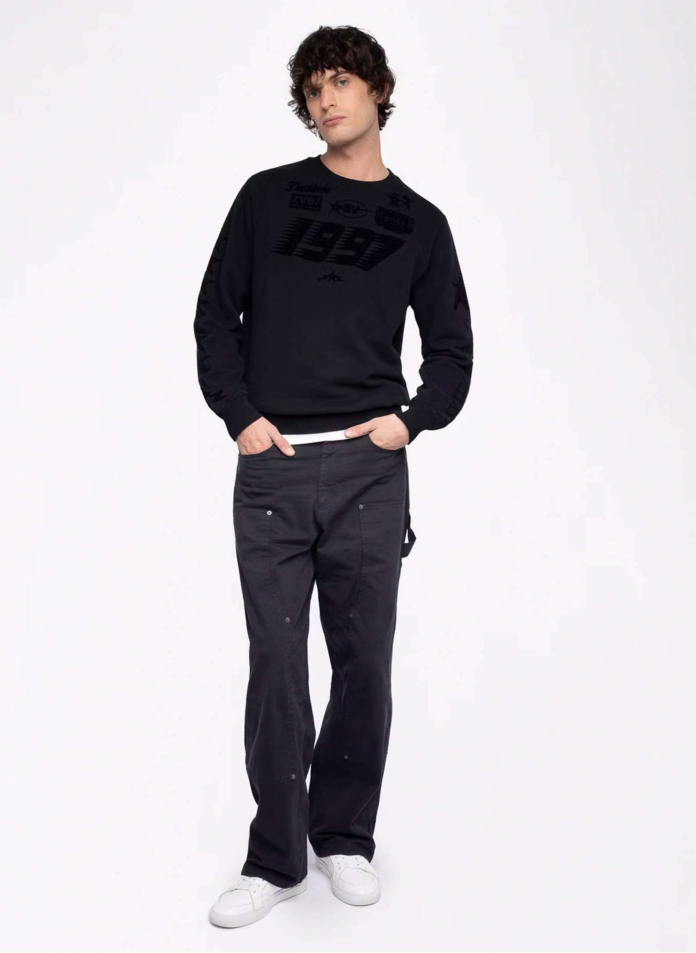 Sweat droit col rond en coton mélangé aime ZADIG&VOLTAIRE Noir