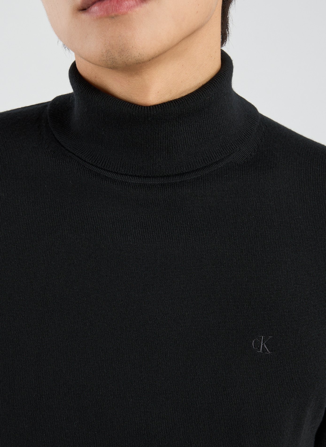 Pull à col roulé en laine mérinos CALVIN KLEIN Noir