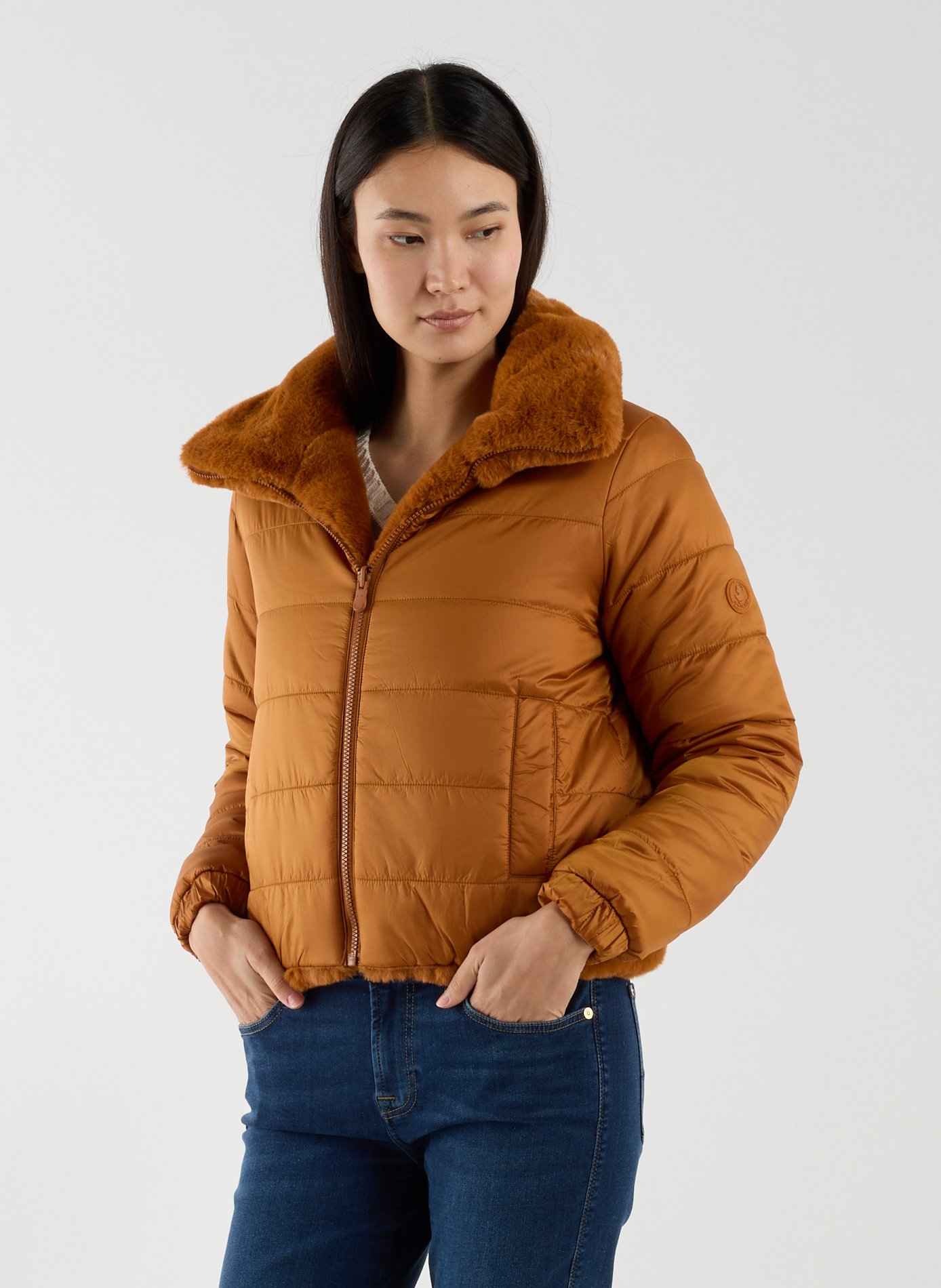 Reversible jacket with a classic collar SAVE THE DUCK Brown