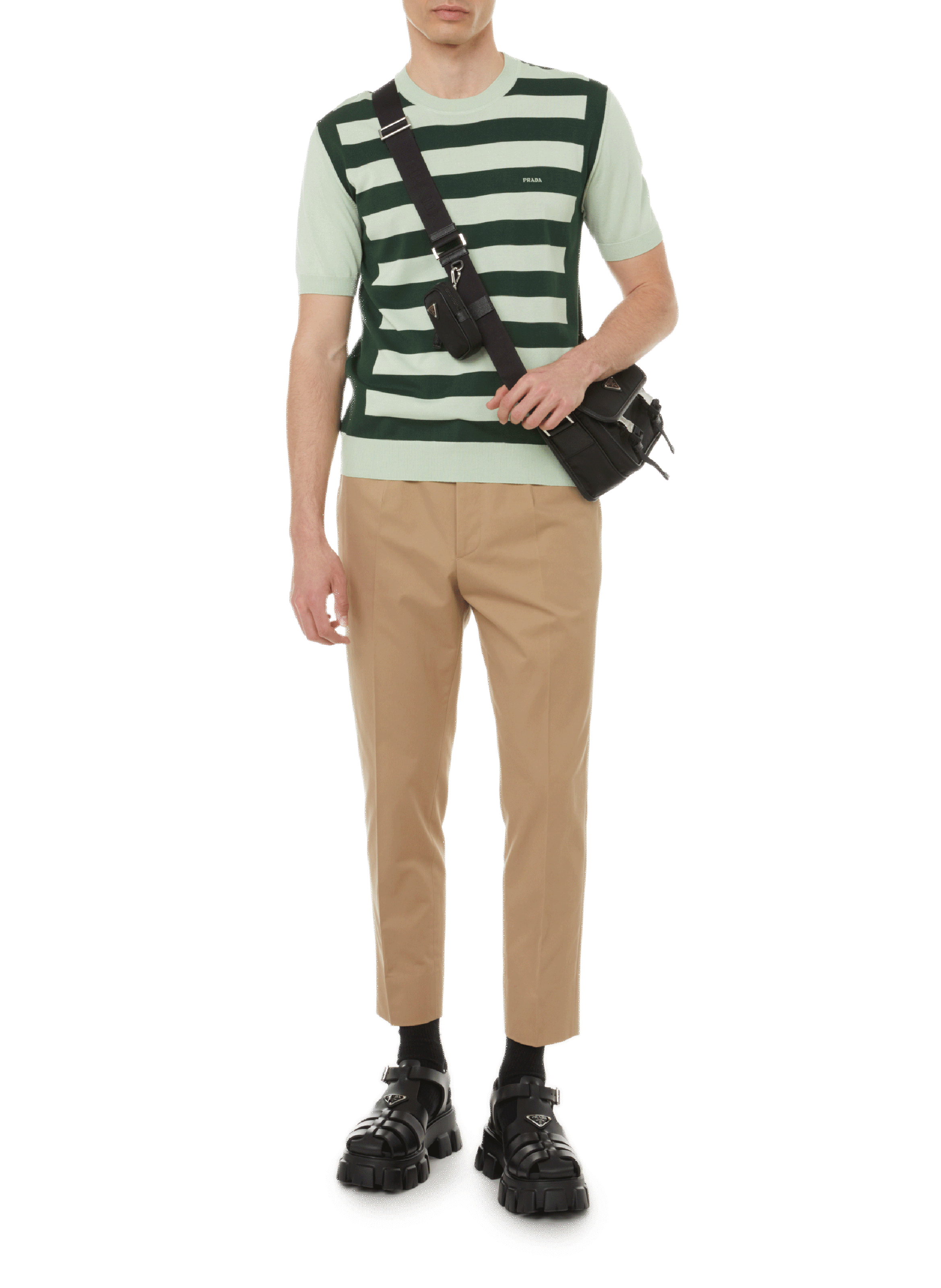 Re-Nylon and Saffiano leather shoulder bag PRADA Black