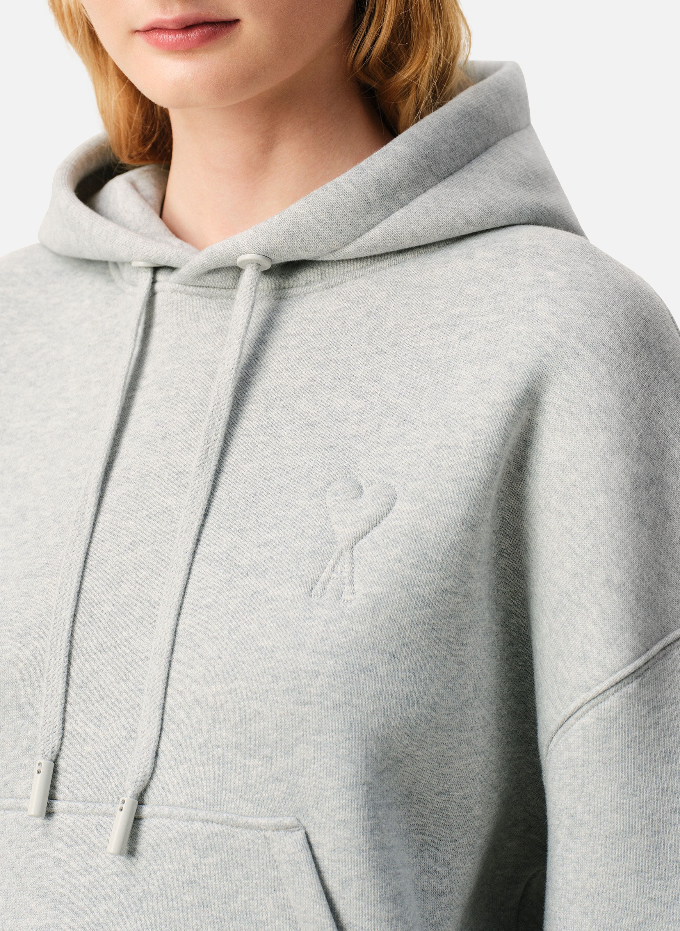 Hoodie ami de coeur embossé unisexe en coton AMI PARIS Gris
