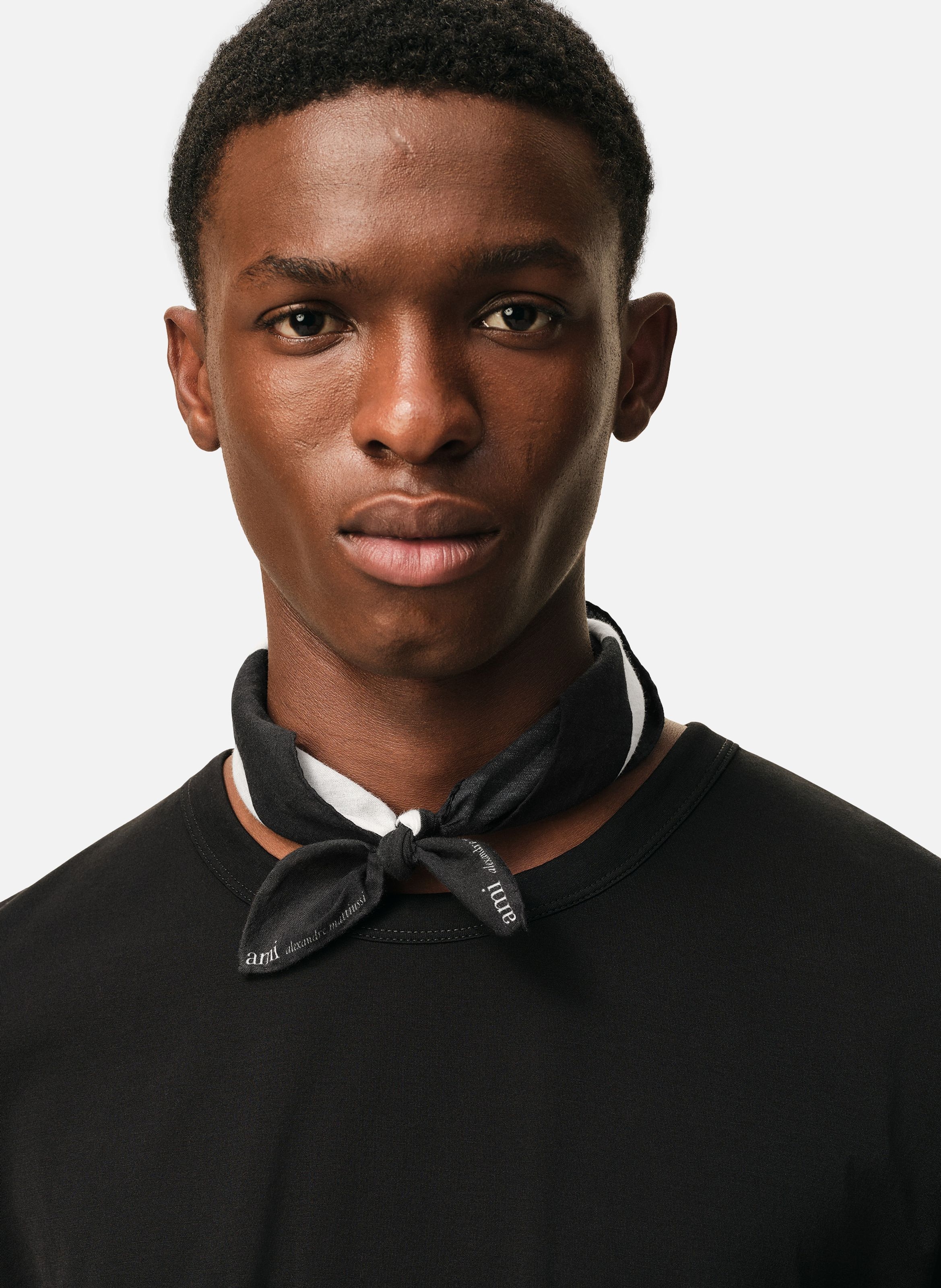 Foulard ami de coeur imprimé unisexe en coton AMI PARIS Noir